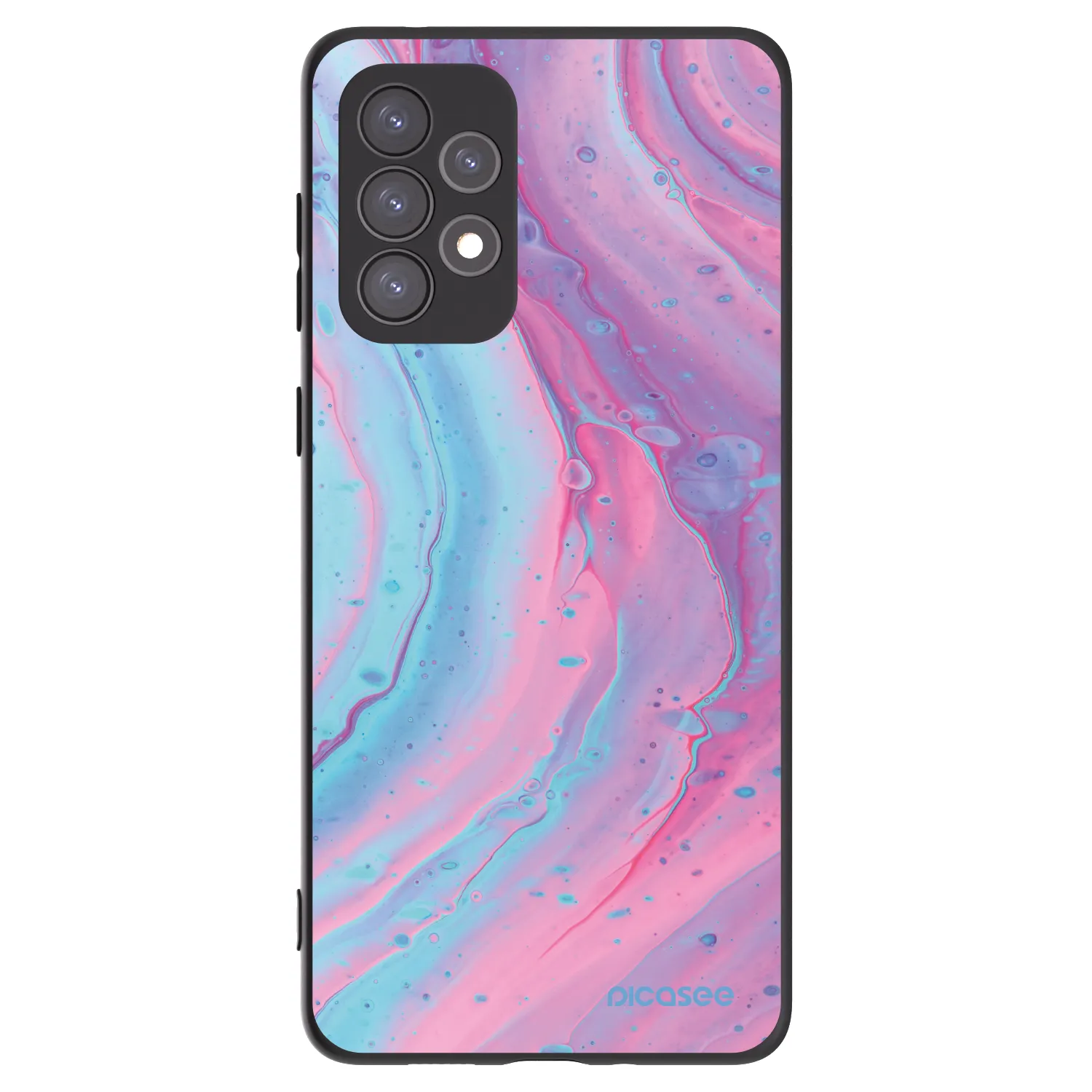 Picasee Μαύρη θήκη σιλικόνης για Samsung Galaxy A73 5G - Pink liquid