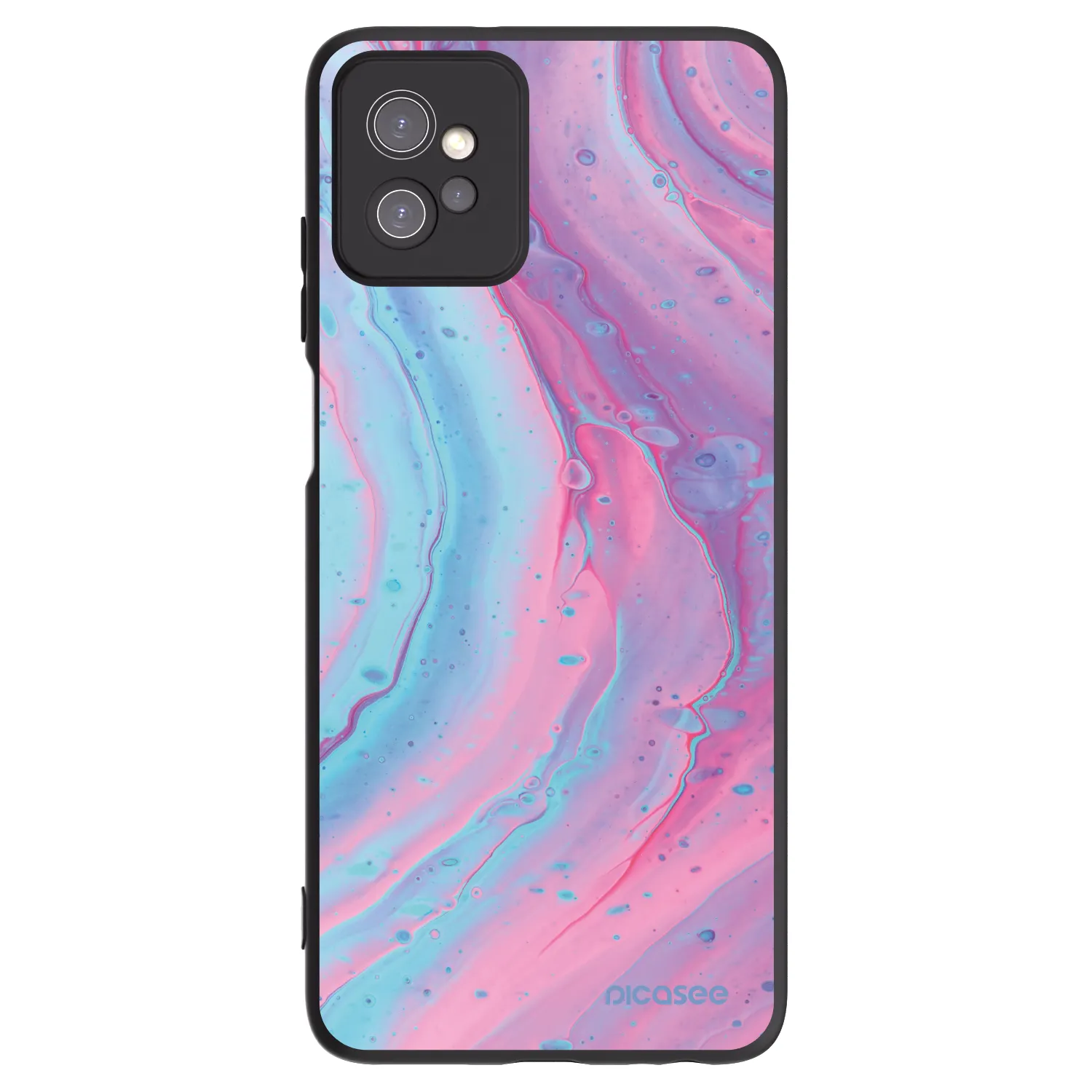 Picasee Μαύρη θήκη σιλικόνης για Motorola Moto G32 - Pink liquid