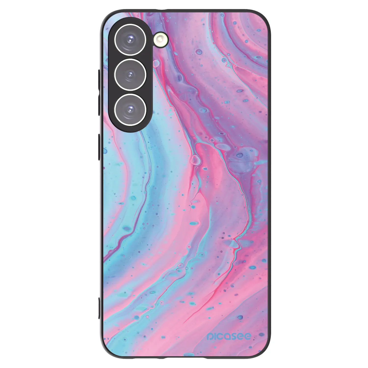 Picasee Μαύρη θήκη σιλικόνης για Samsung Galaxy S23+ 5G - Pink liquid
