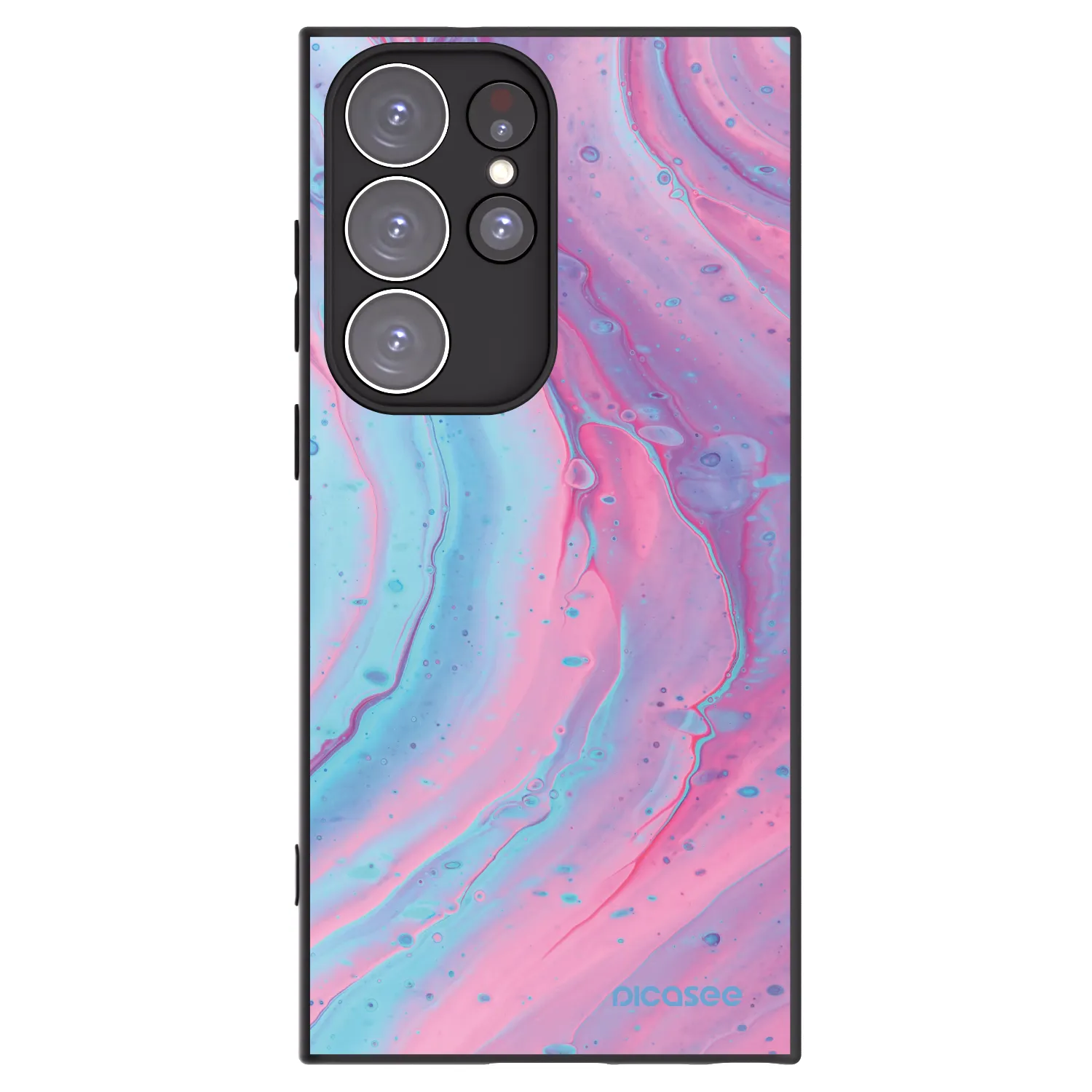 Picasee Μαύρη θήκη σιλικόνης για Samsung Galaxy S23 Ultra 5G - Pink liquid