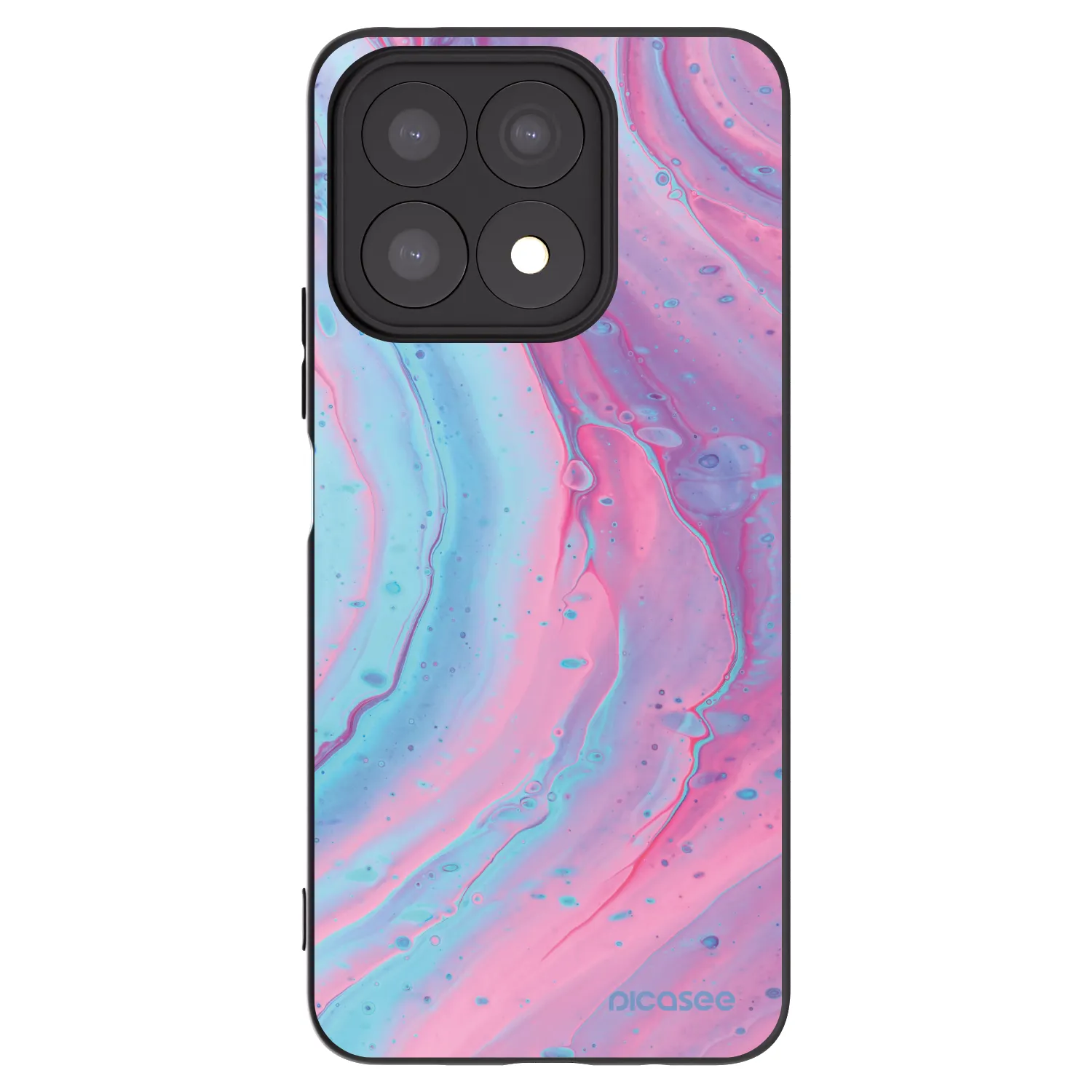 Picasee Μαύρη θήκη σιλικόνης για Honor X8a - Pink liquid