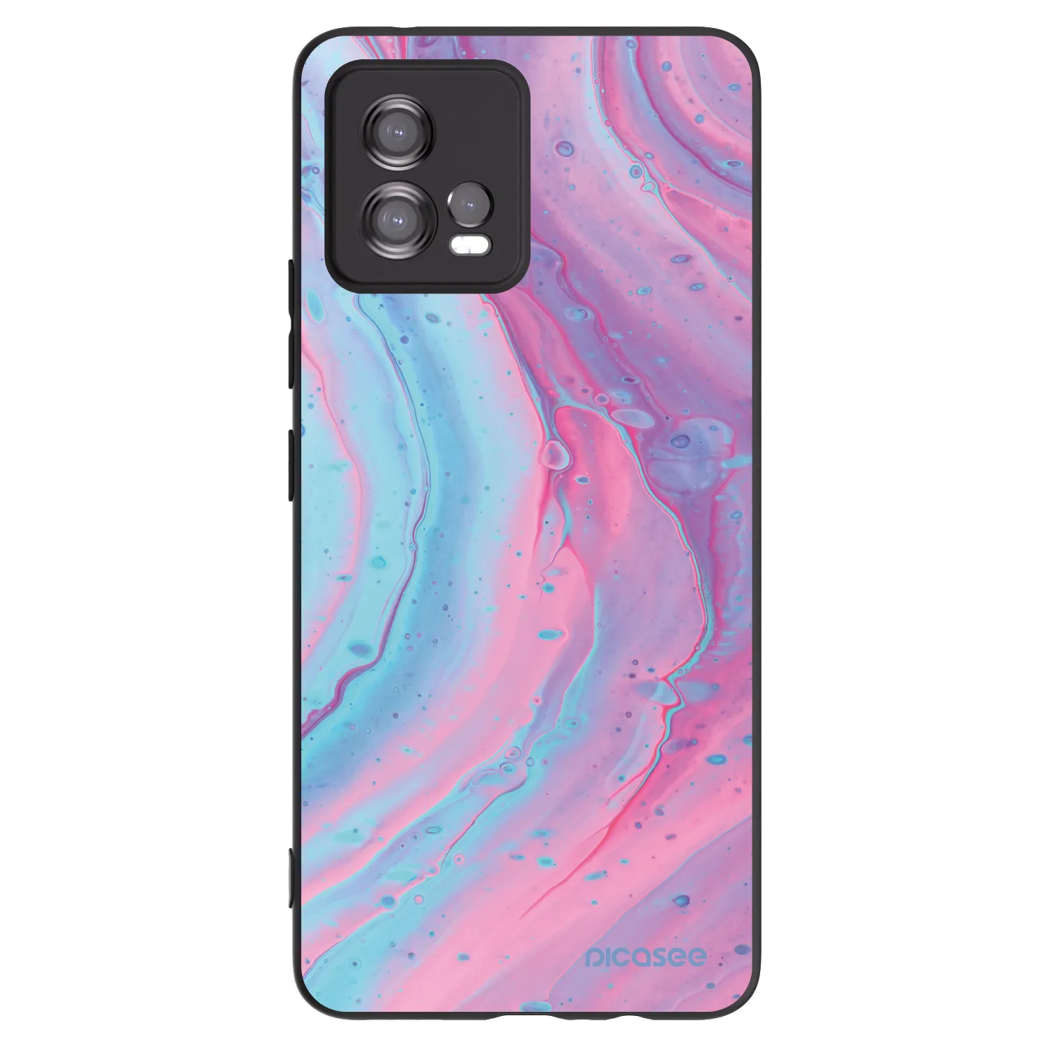 Picasee Μαύρη θήκη σιλικόνης για Motorola Moto G72 - Pink liquid