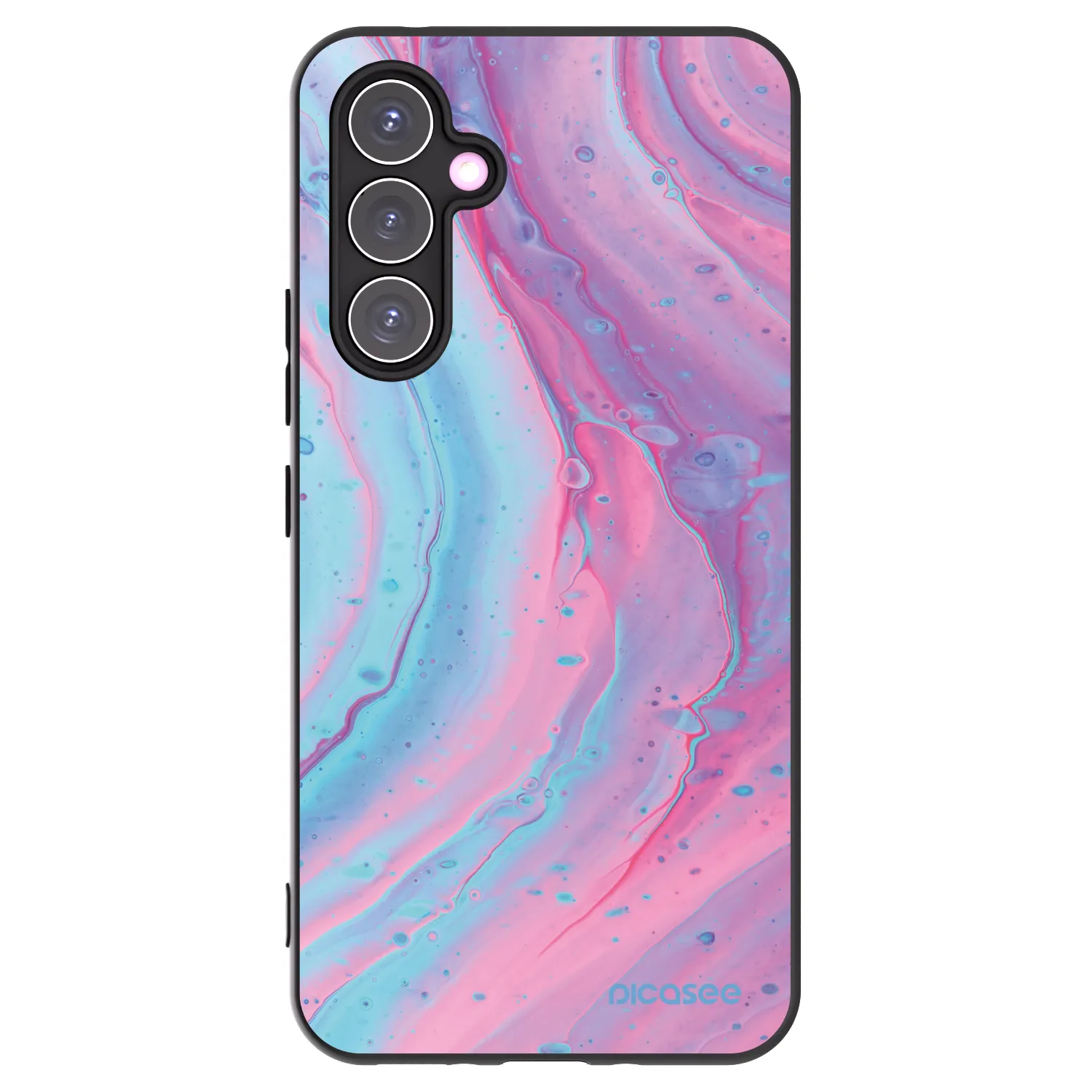 Picasee Μαύρη θήκη σιλικόνης για Samsung Galaxy A54 5G A546B - Pink liquid