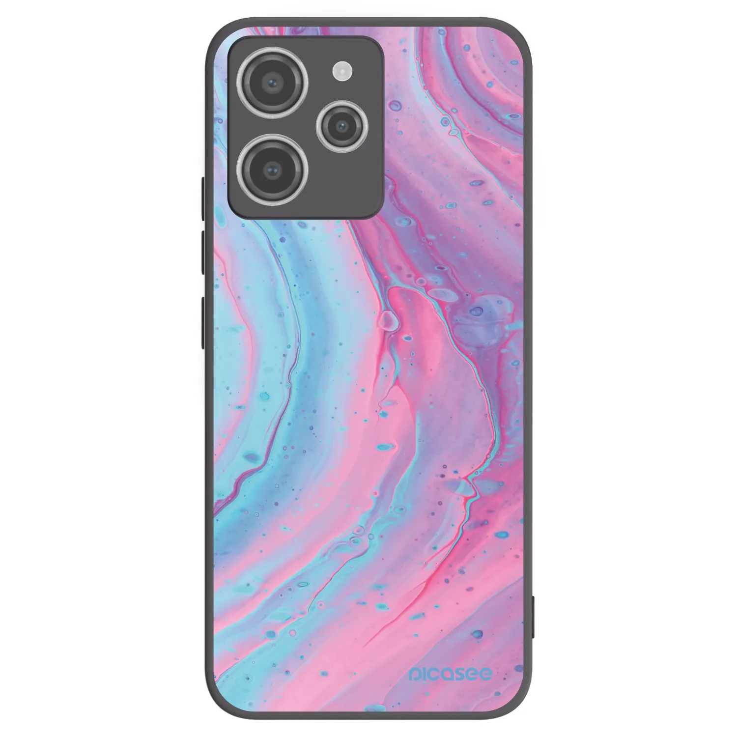 Picasee Μαύρη θήκη σιλικόνης για Xiaomi Redmi 12 4G - Pink liquid