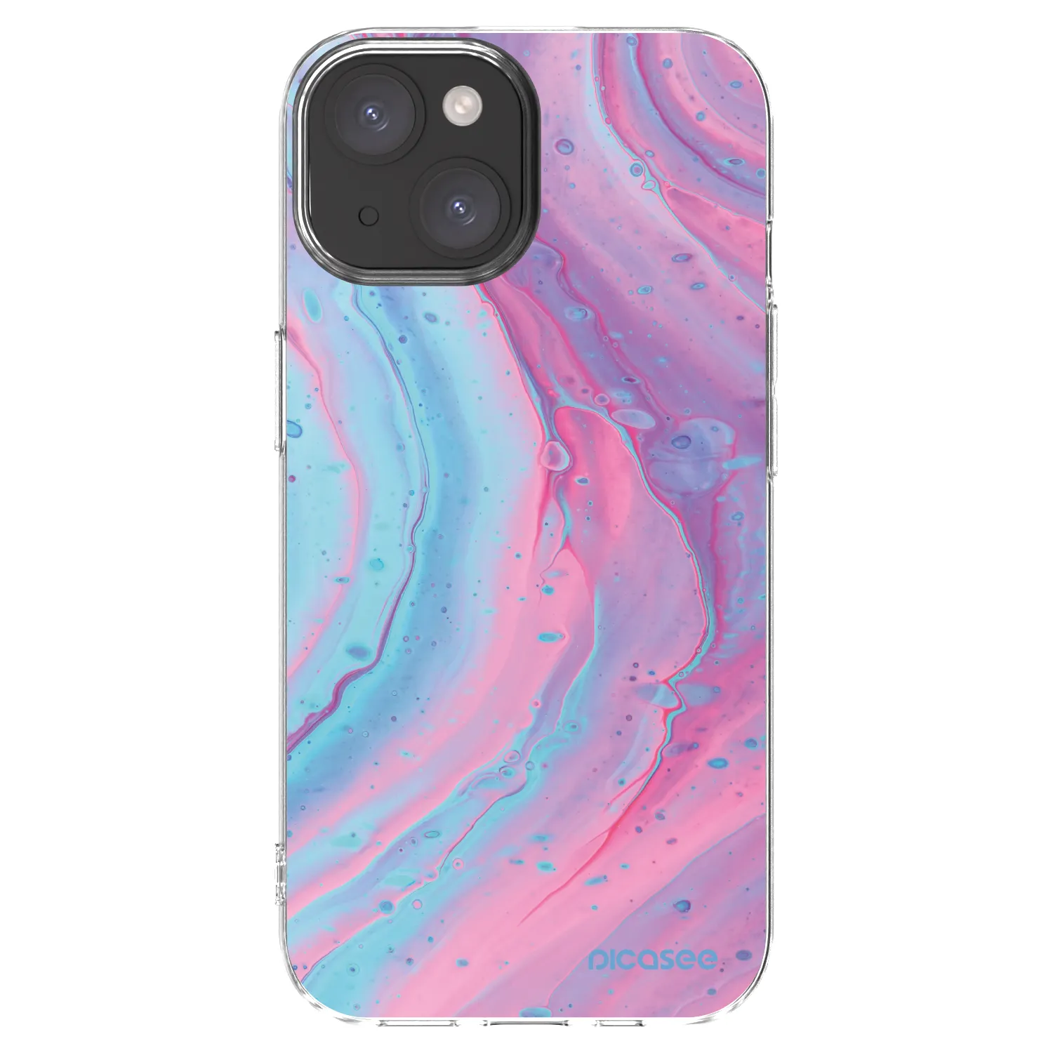 Picasee διαφανής θήκη σιλικόνης Apple iPhone 15 - Pink liquid
