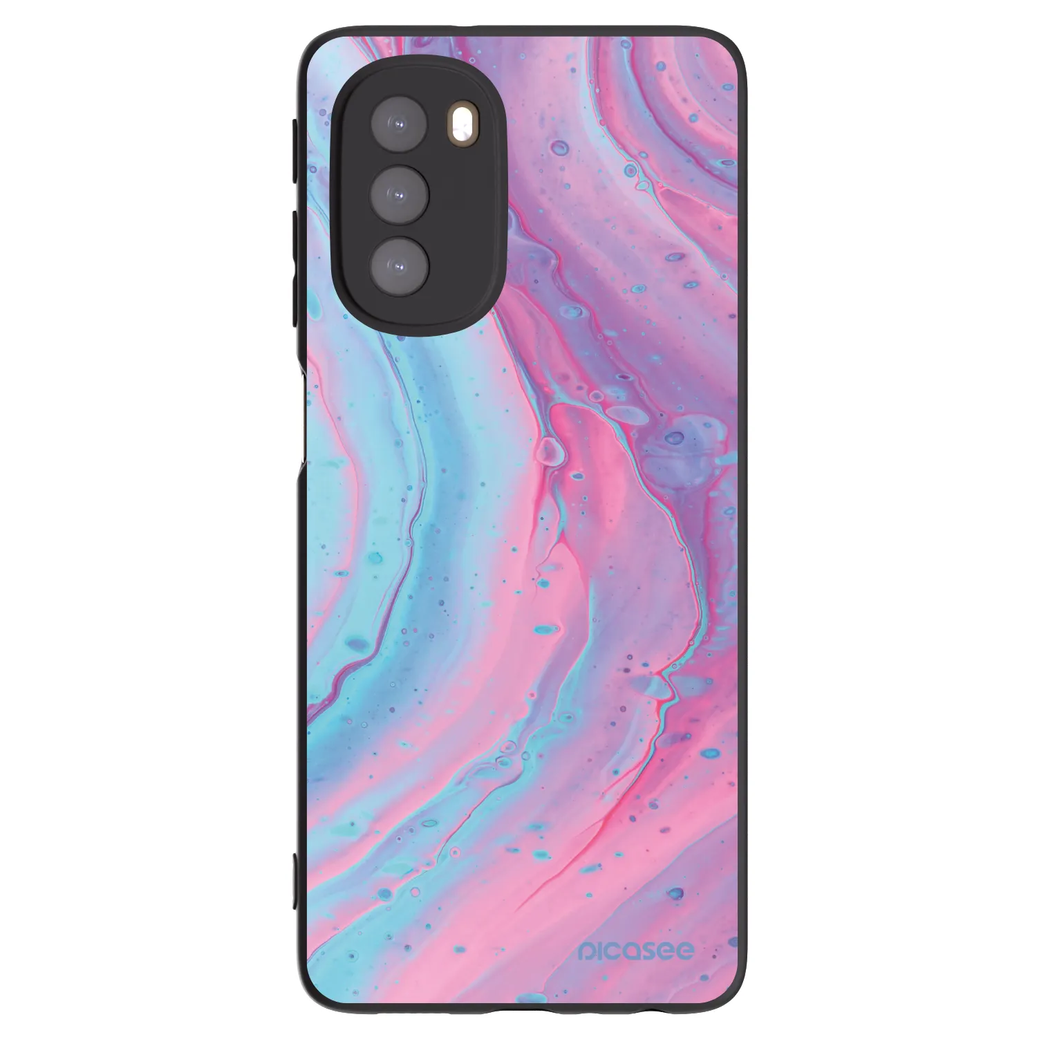 Picasee Μαύρη θήκη σιλικόνης για Motorola Moto G51 - Pink liquid