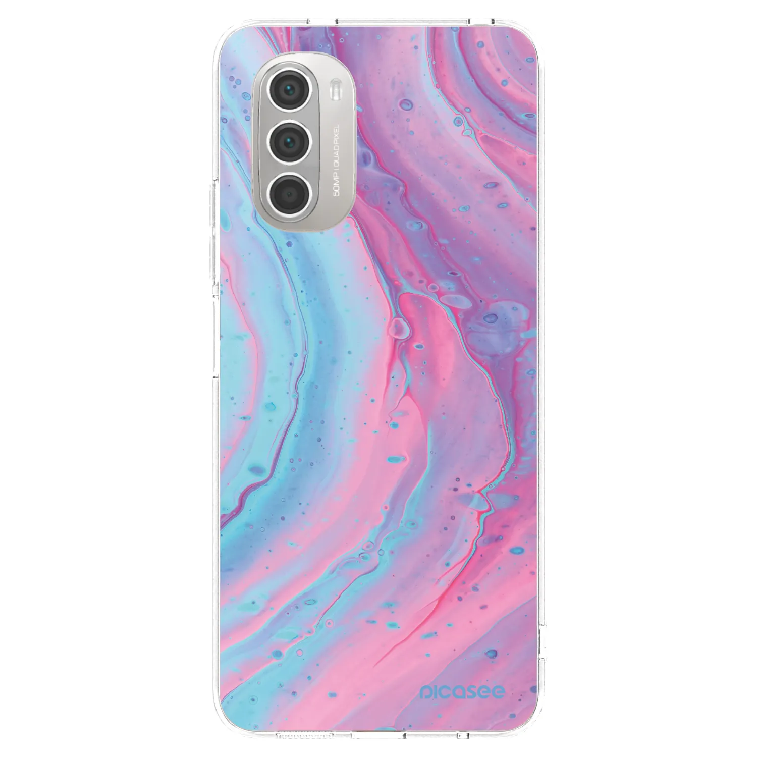 Picasee διαφανής θήκη σιλικόνης Motorola Moto G51 - Pink liquid