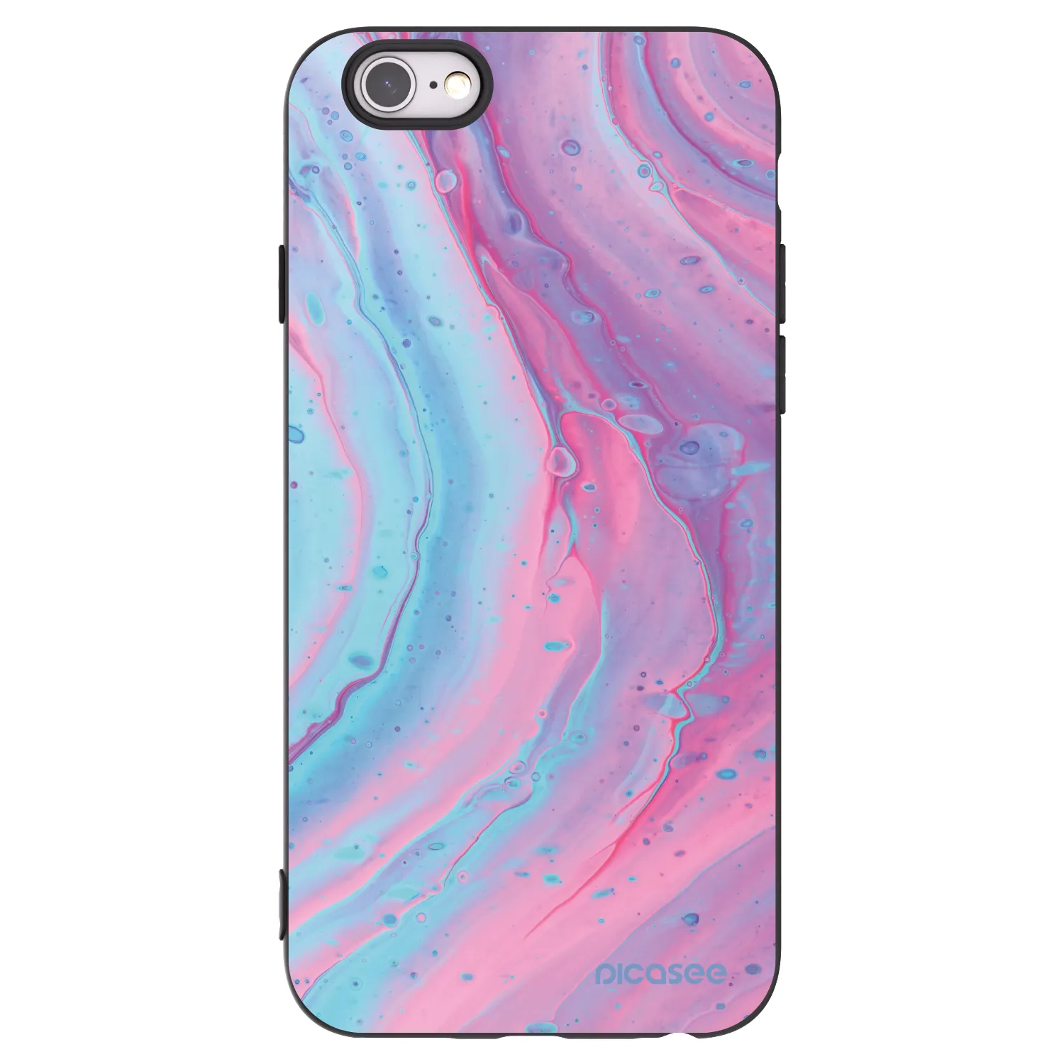 Picasee Μαύρη θήκη σιλικόνης για Apple iPhone 6/6S - Pink liquid