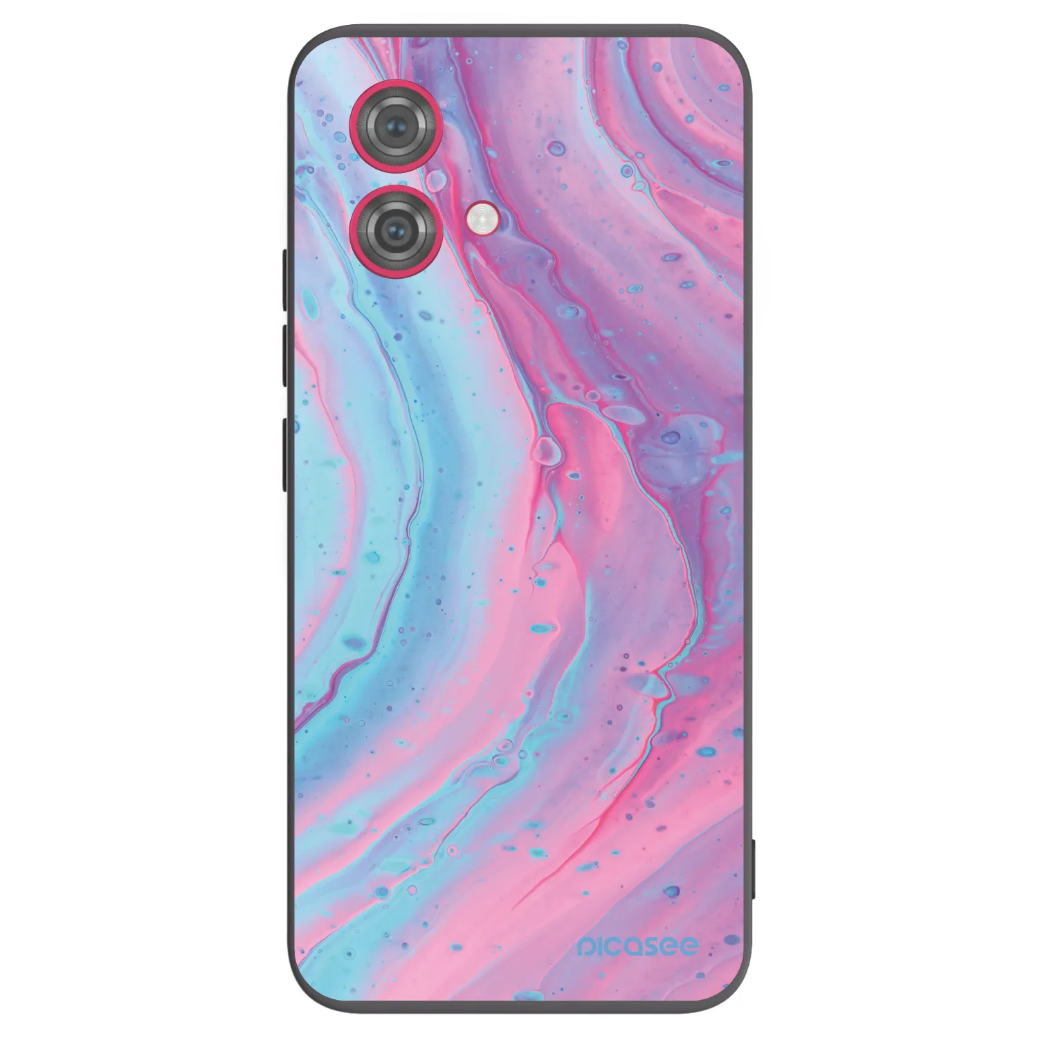 Picasee Μαύρη θήκη σιλικόνης για Motorola Moto G84 5G - Pink liquid