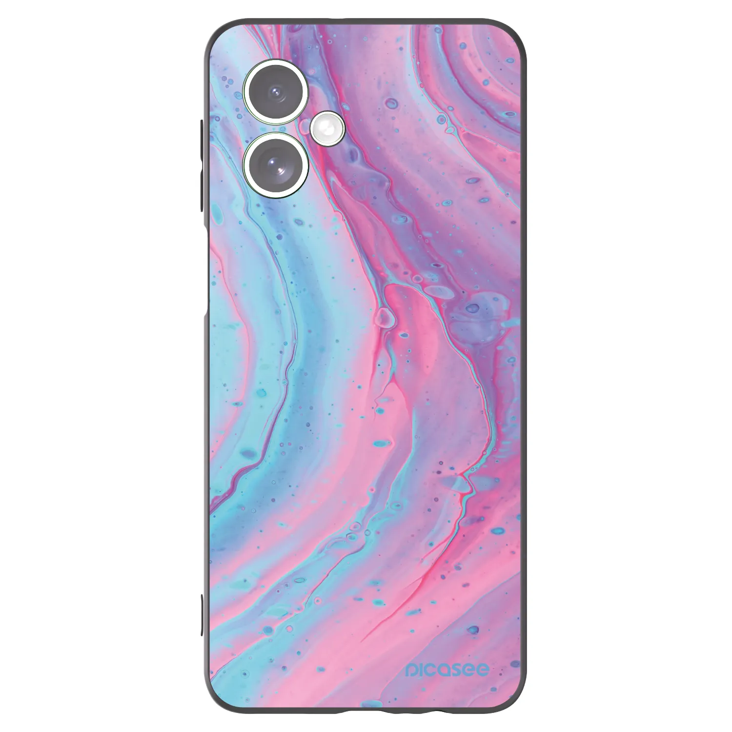 Picasee Μαύρη θήκη σιλικόνης για Motorola Moto G54 5G - Pink liquid