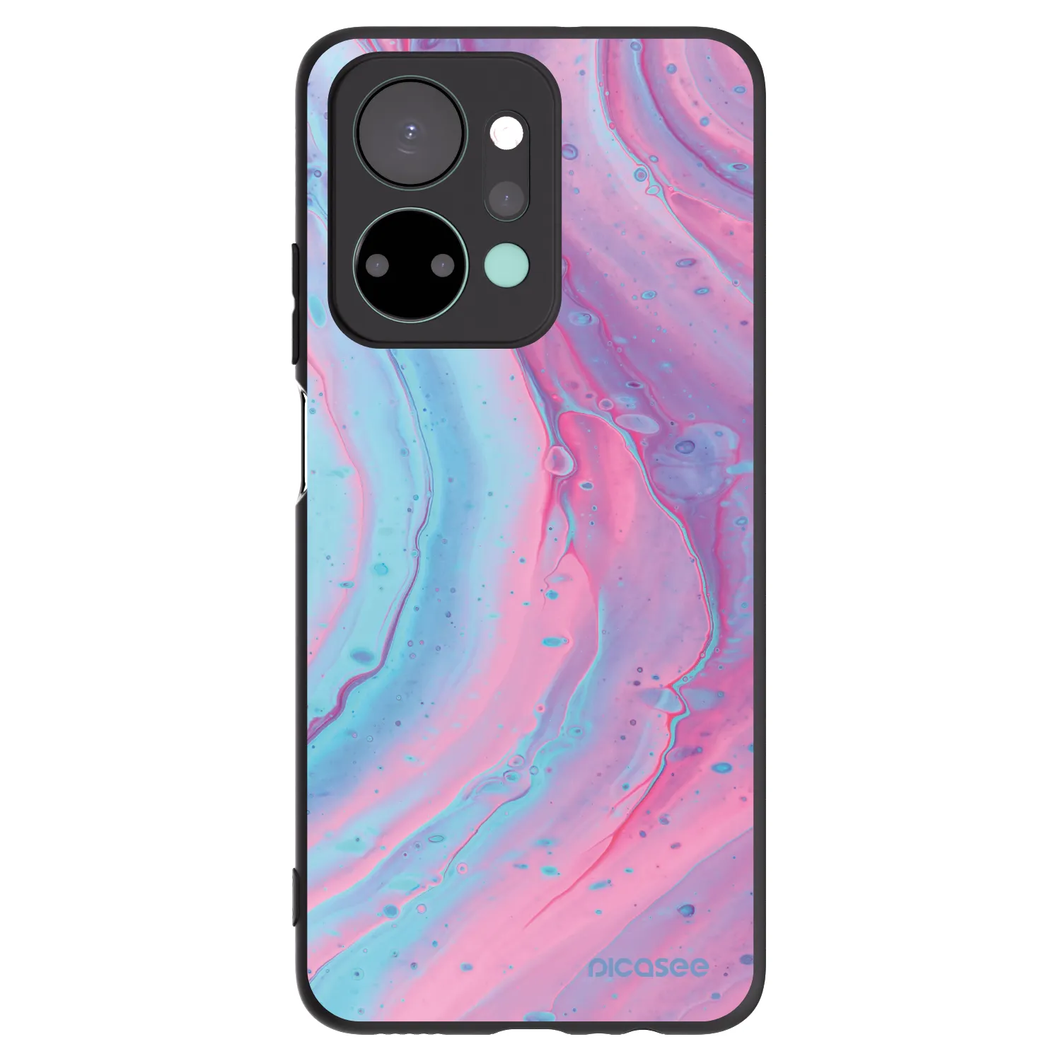 Picasee Μαύρη θήκη σιλικόνης για Honor X7a - Pink liquid