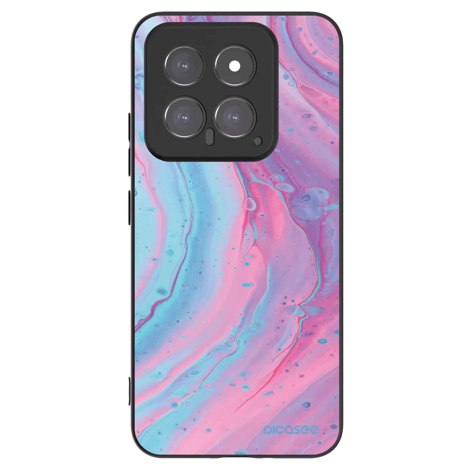 Picasee Μαύρη θήκη σιλικόνης για Xiaomi 14 - Pink liquid