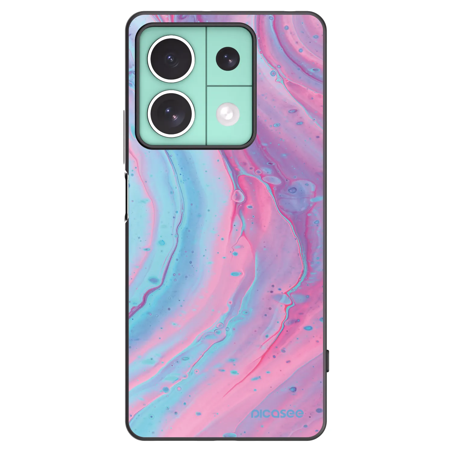 Picasee Μαύρη θήκη σιλικόνης για Xiaomi Redmi Note 13 5G - Pink liquid