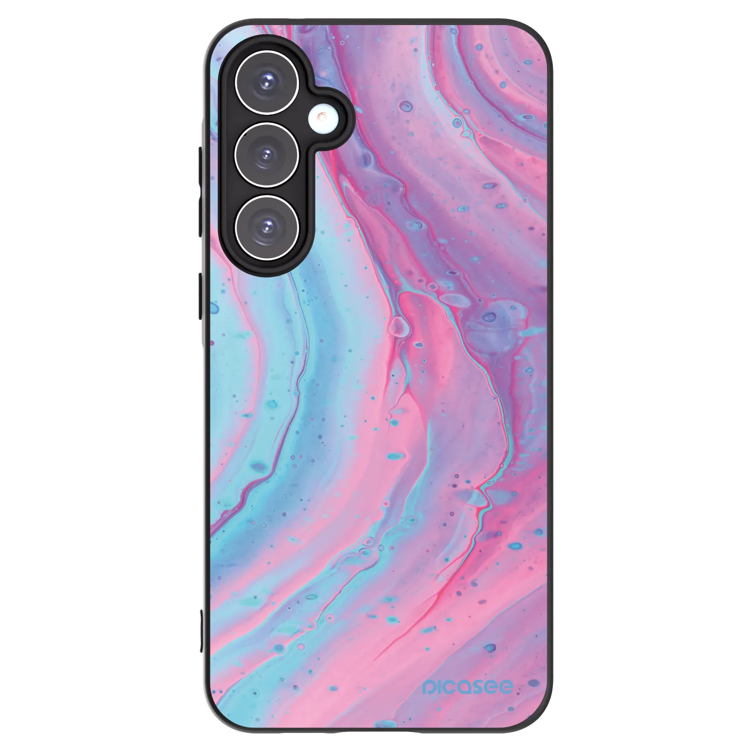 Picasee Μαύρη θήκη σιλικόνης για Samsung Galaxy A55 5G A556B - Pink liquid