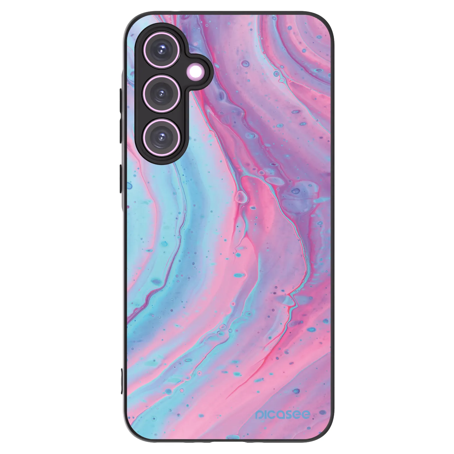 Picasee Μαύρη θήκη σιλικόνης για Samsung Galaxy A35 5G A356B - Pink liquid