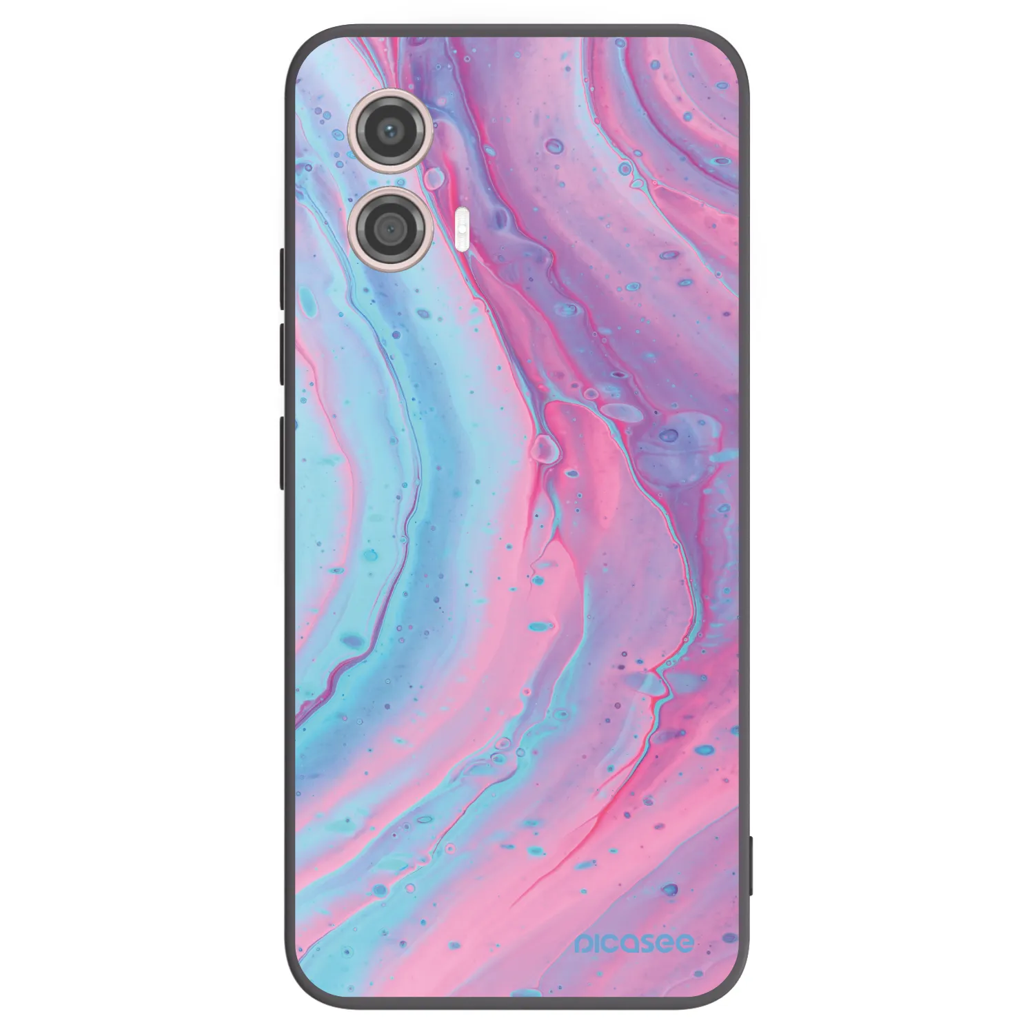 Picasee Μαύρη θήκη σιλικόνης για Motorola Moto G53 5G - Pink liquid