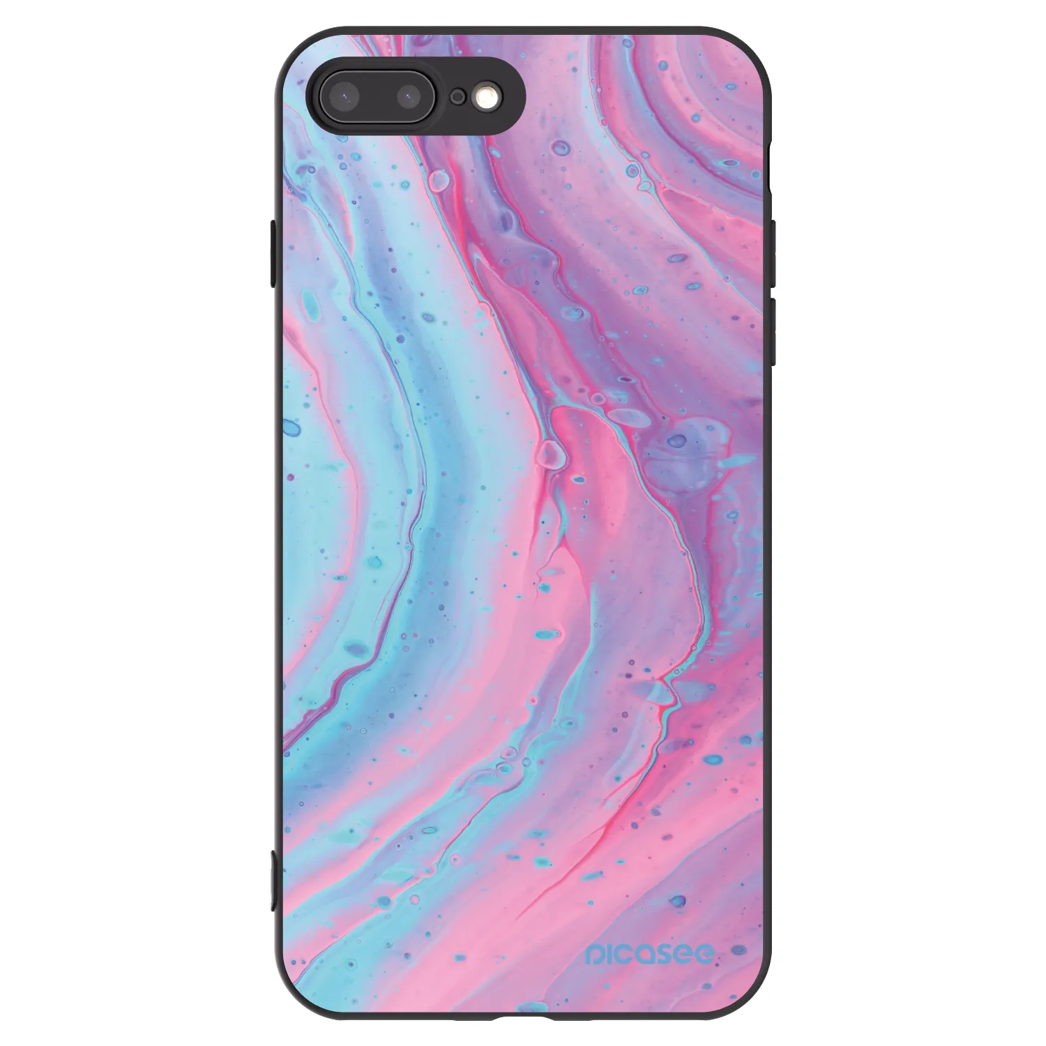Picasee Μαύρη θήκη σιλικόνης για Apple iPhone 7 Plus - Pink liquid