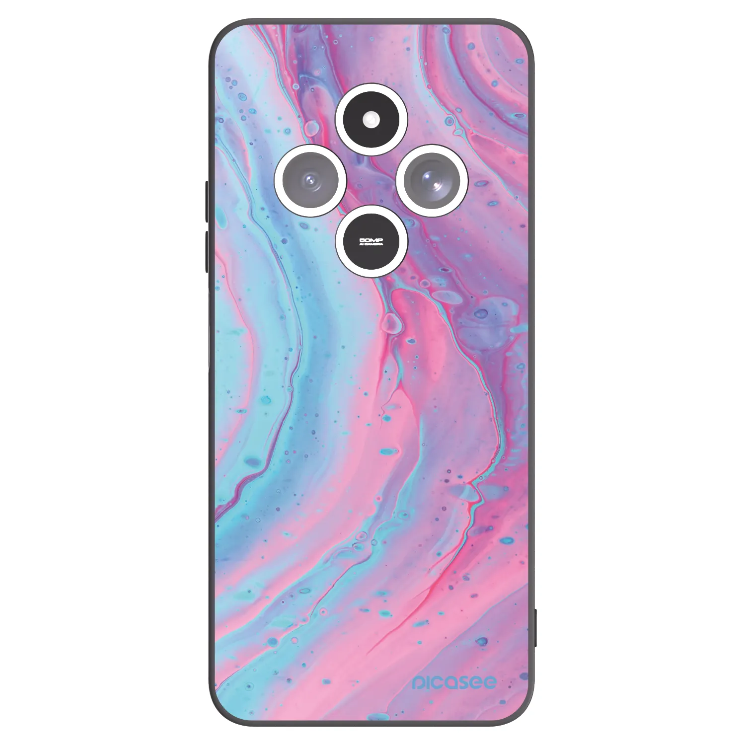 Picasee Μαύρη θήκη σιλικόνης για Xiaomi Redmi 14C - Pink liquid