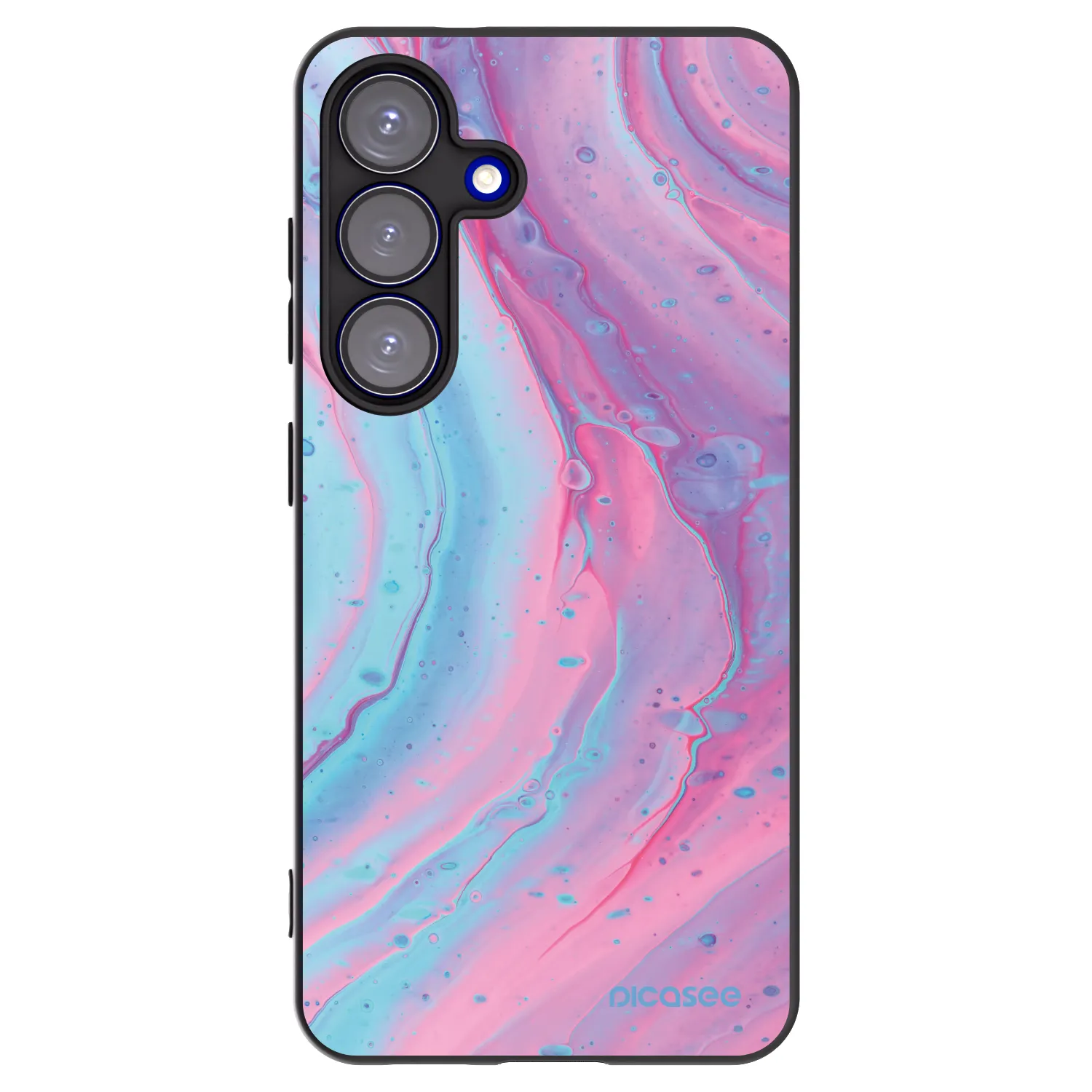 Picasee Μαύρη θήκη σιλικόνης για Samsung Galaxy S25 5G - Pink liquid