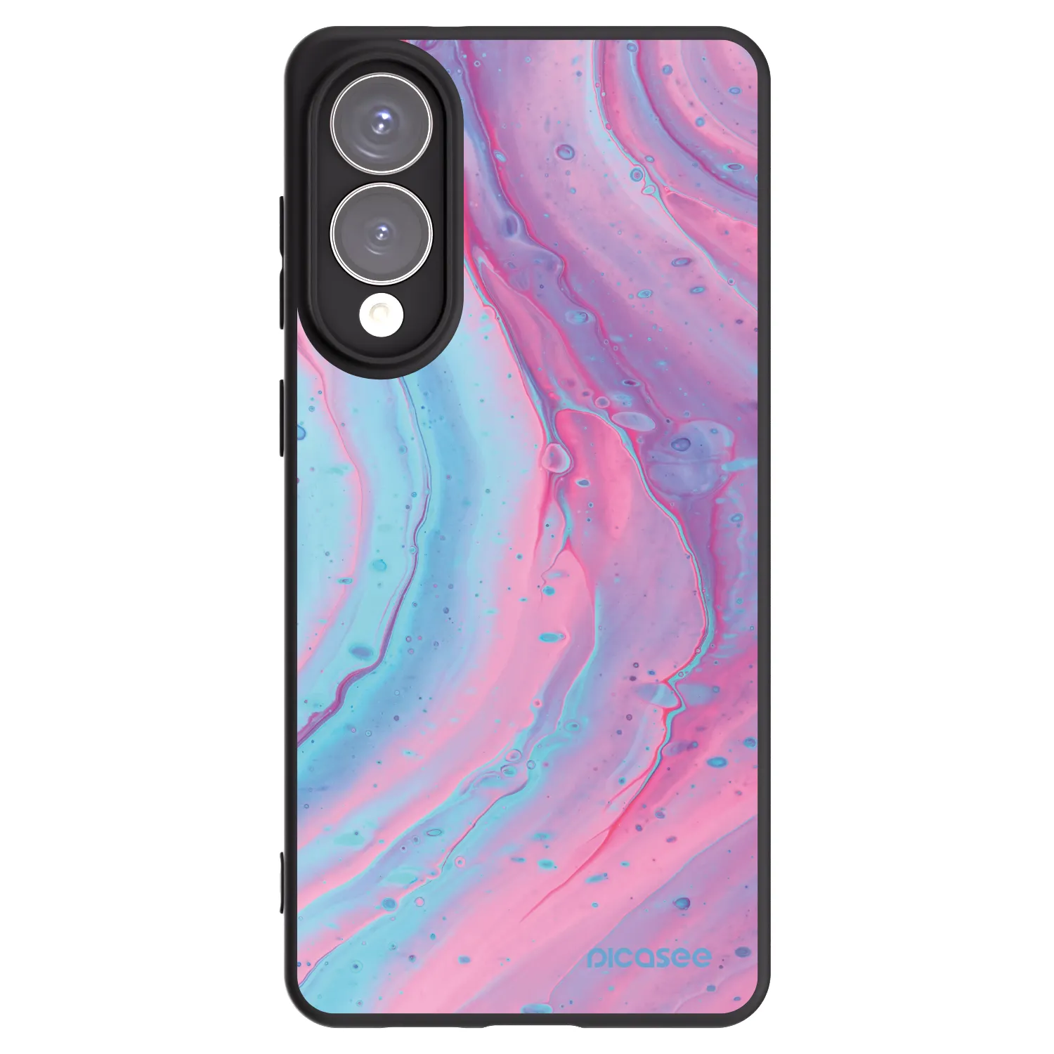 Picasee Μαύρη θήκη σιλικόνης για Samsung Galaxy S25 Edge 5G - Pink liquid