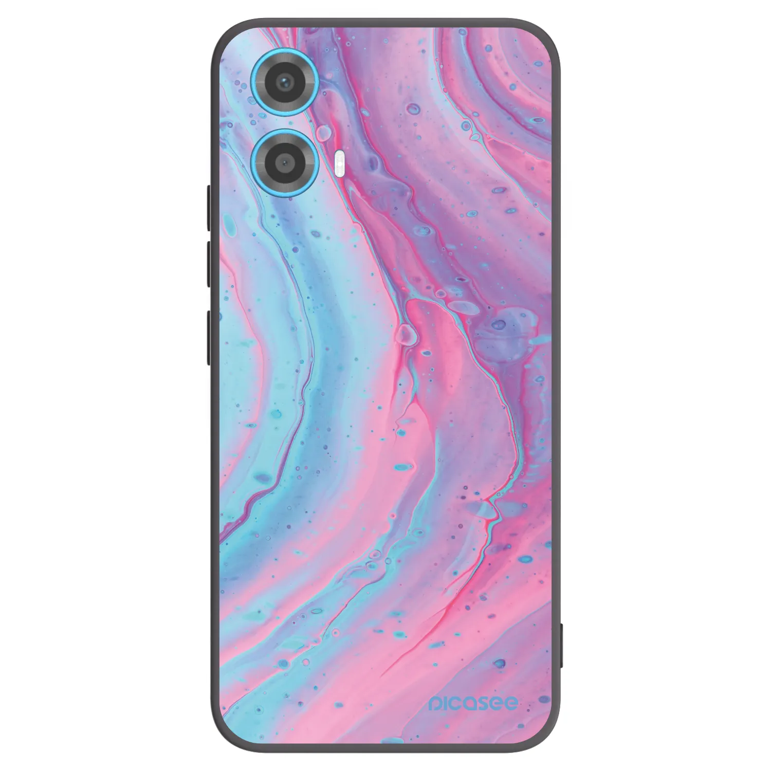 Picasee Μαύρη θήκη σιλικόνης για Motorola Moto G34 5G - Pink liquid