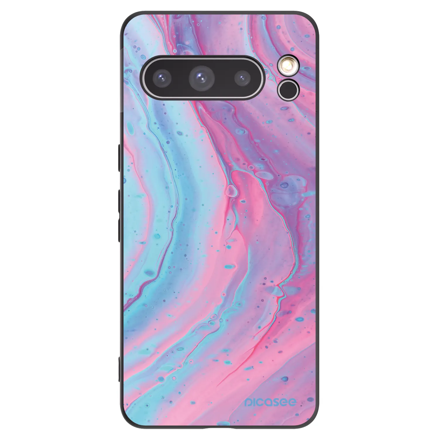 Picasee Μαύρη θήκη σιλικόνης για Google Pixel 8 Pro - Pink liquid