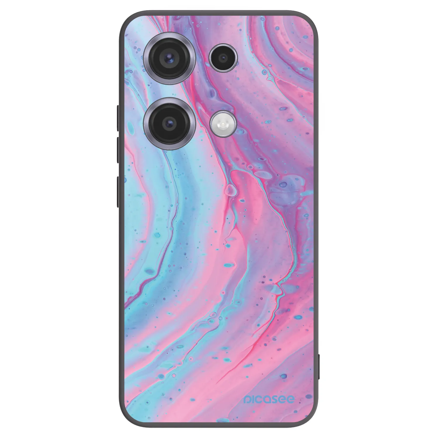Picasee Μαύρη θήκη σιλικόνης για Xiaomi Redmi Note 14S - Pink liquid