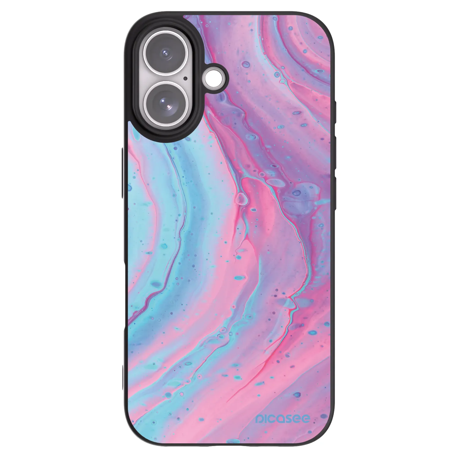 Picasee Μαύρη θήκη σιλικόνης για Apple iPhone 17 - Pink liquid