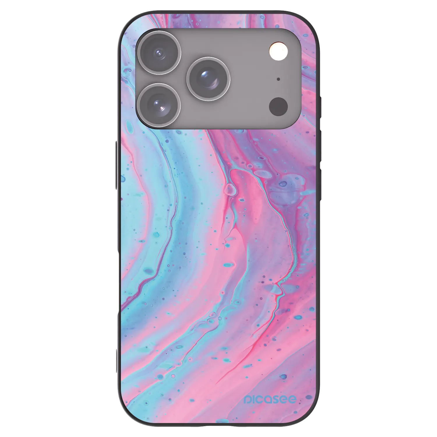Picasee Μαύρη θήκη σιλικόνης για Apple iPhone 17 Pro - Pink liquid