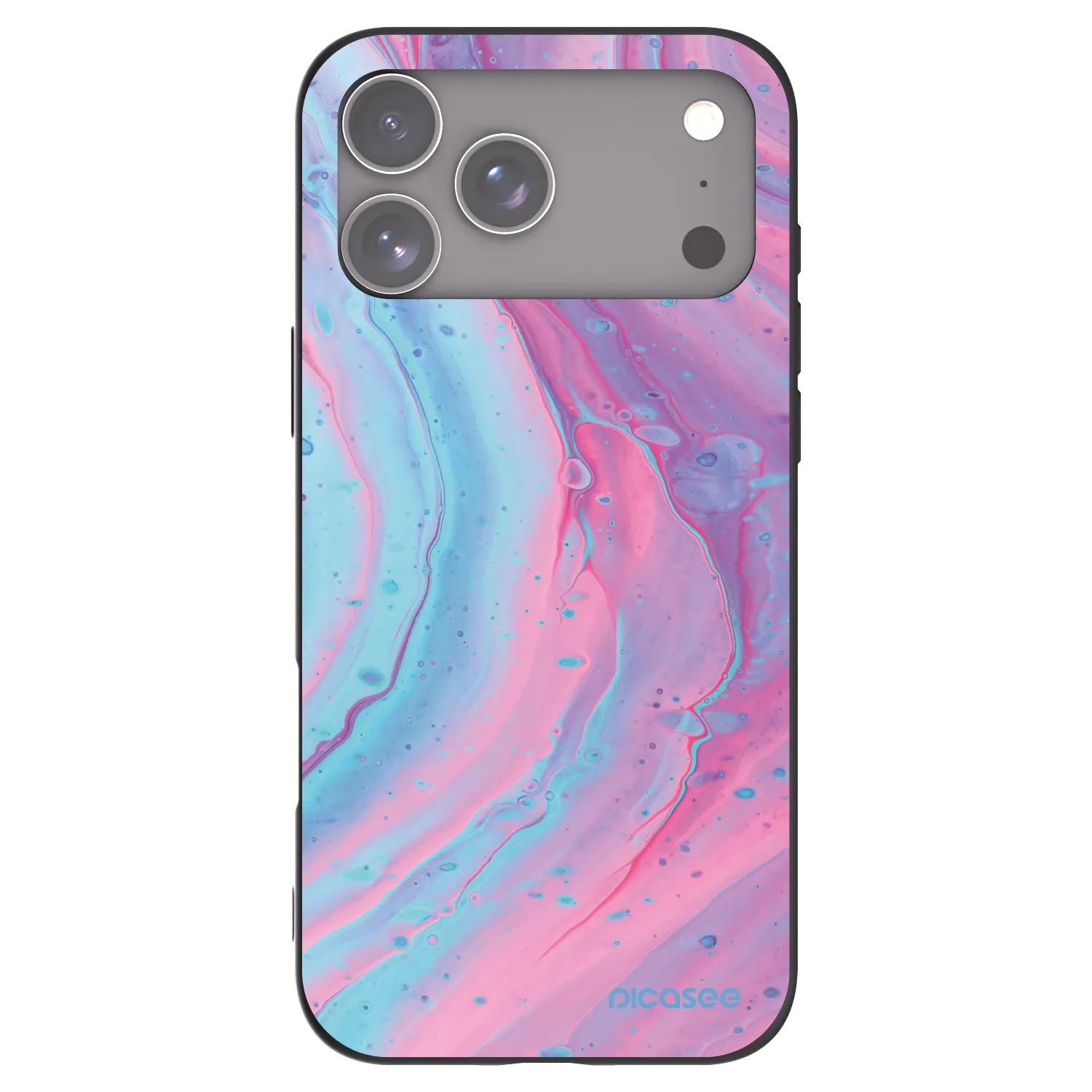 Picasee Μαύρη θήκη σιλικόνης για Apple iPhone 17 Pro Max - Pink liquid