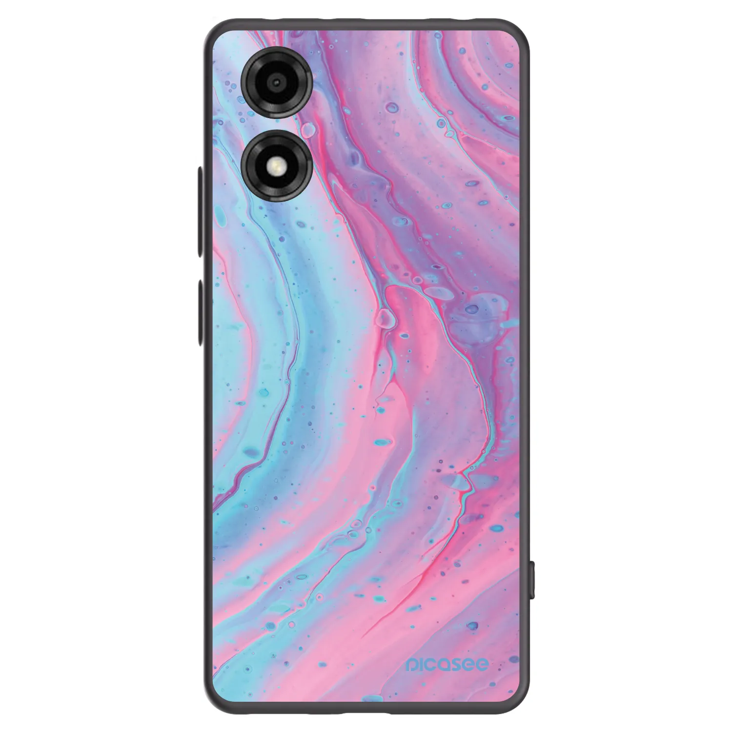 Picasee Μαύρη θήκη σιλικόνης για Motorola Moto E14 - Pink liquid