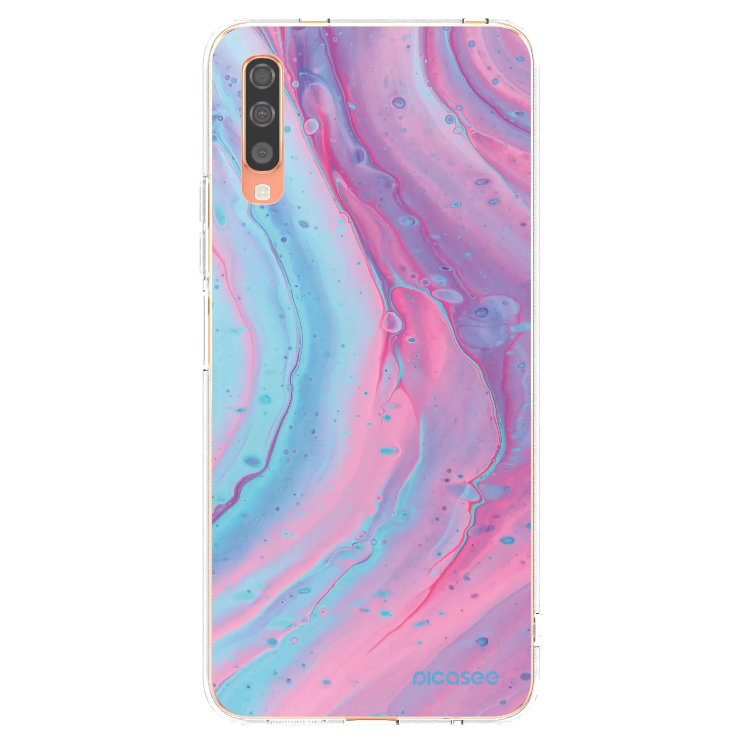 Picasee διαφανής θήκη σιλικόνης Samsung Galaxy A70 A705F - Pink liquid