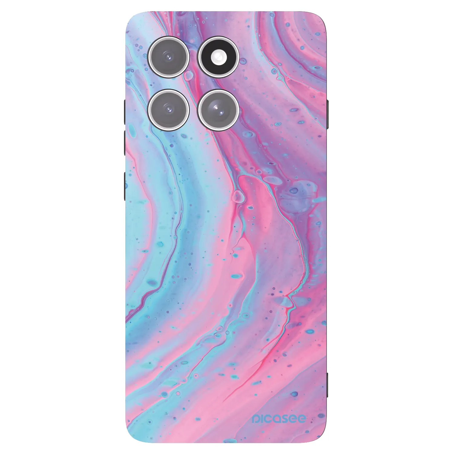 Picasee Μαύρη θήκη σιλικόνης για Motorola Edge 60 Pro - Pink liquid