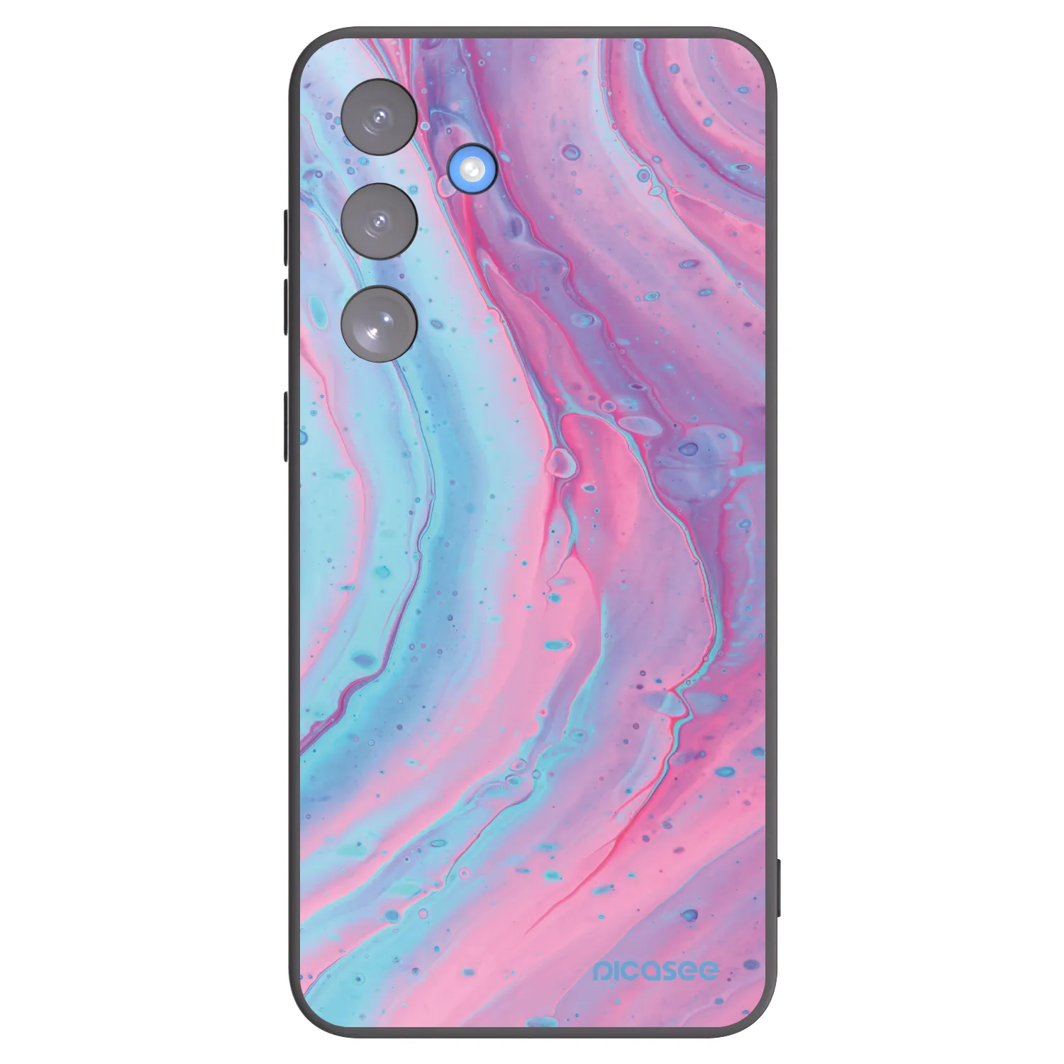 Picasee Μαύρη θήκη σιλικόνης για Samsung Galaxy S25 FE 5G - Pink liquid