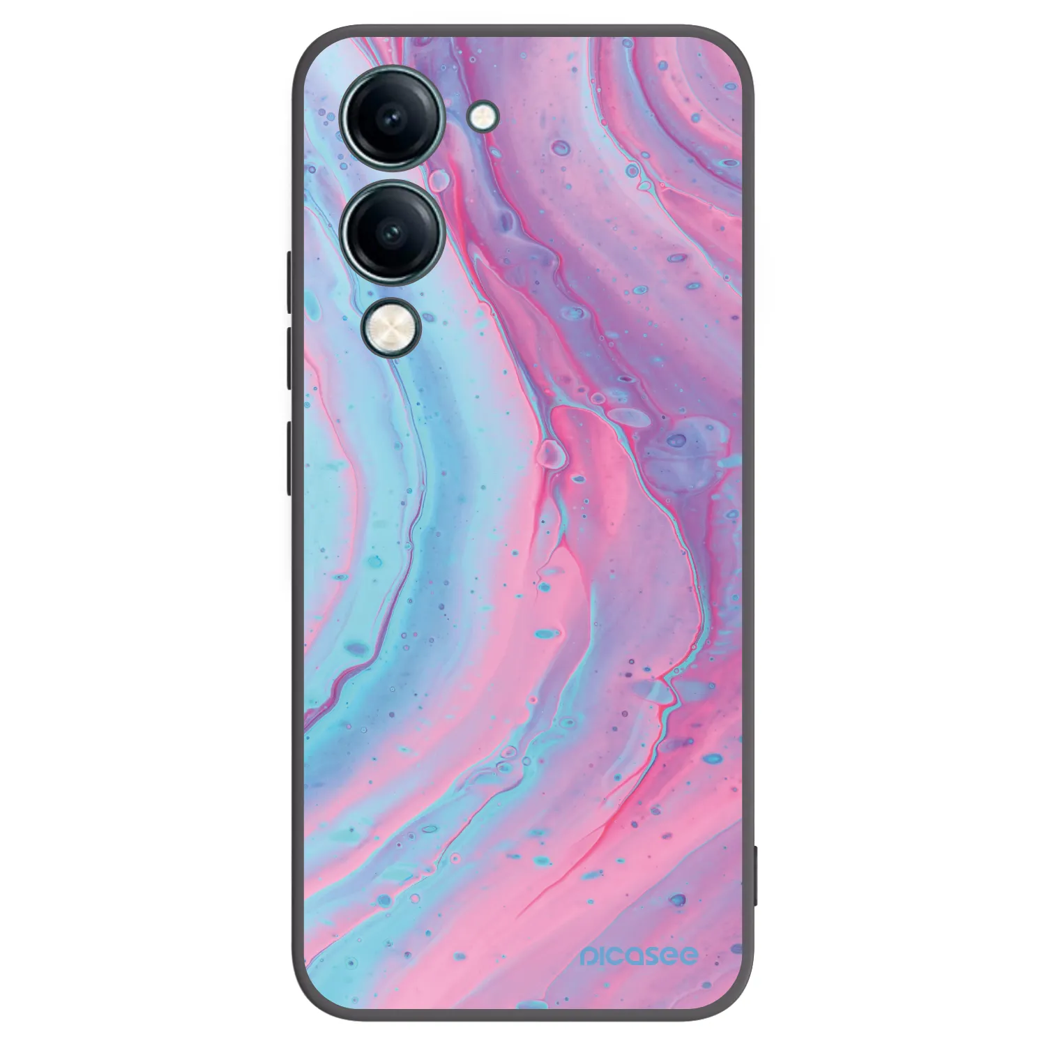 Picasee Μαύρη θήκη σιλικόνης για Vivo Y29s 5G - Pink liquid