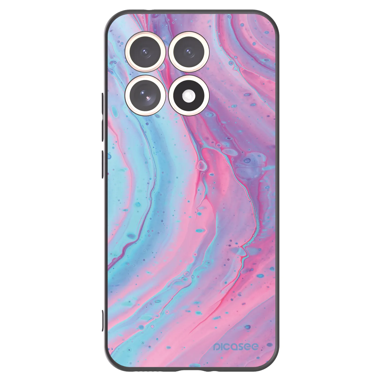 Picasee Μαύρη θήκη σιλικόνης για Xiaomi 15T - Pink liquid