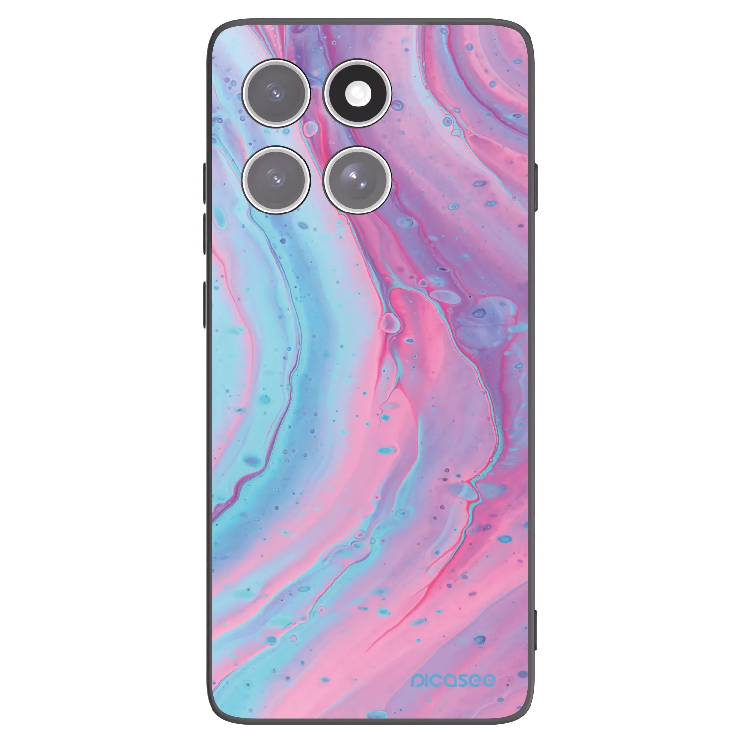 Picasee Μαύρη θήκη σιλικόνης για Motorola Edge 60 Fusion - Pink liquid