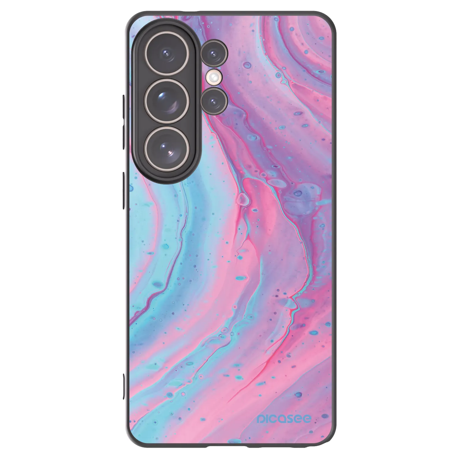 Picasee Μαύρη θήκη σιλικόνης για Samsung Galaxy S26 Ultra - Pink liquid
