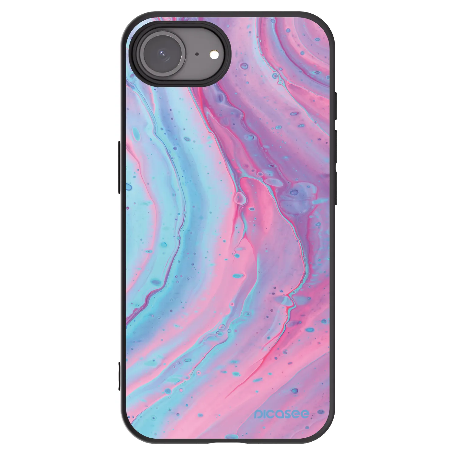 Picasee Μαύρη θήκη σιλικόνης για Apple iPhone 17e - Pink liquid
