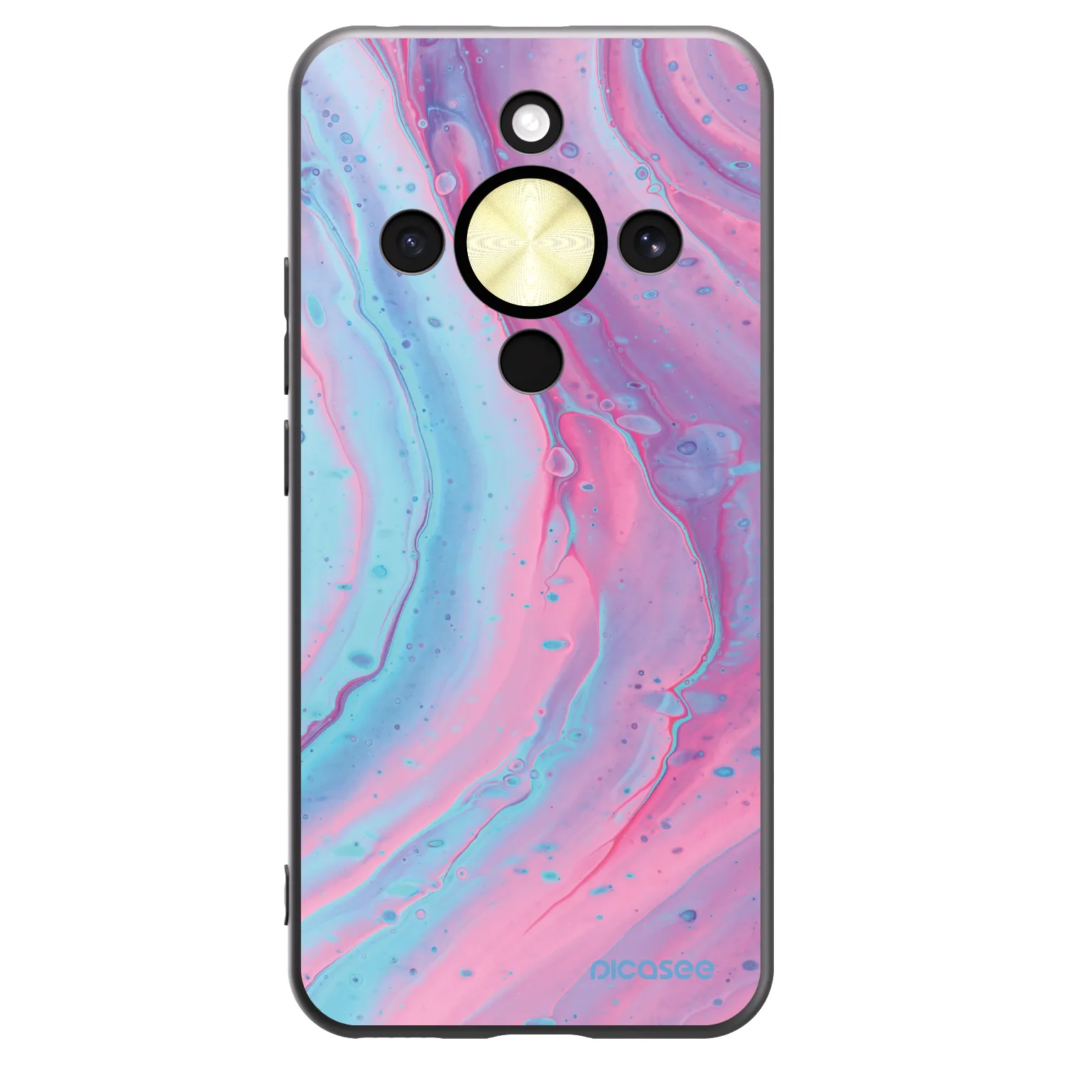 Picasee Μαύρη θήκη σιλικόνης για Honor Magic8 Lite 5G - Pink liquid
