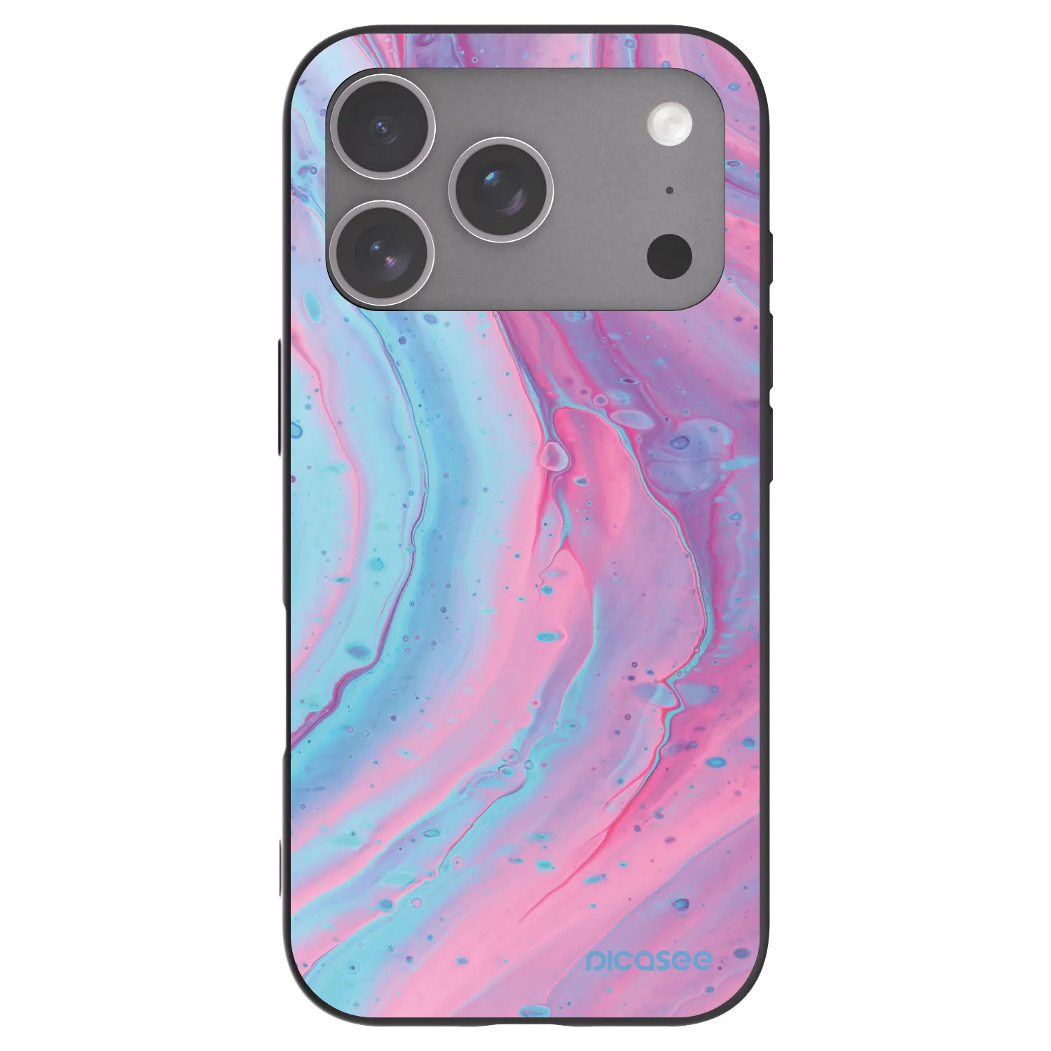 Picasee Μαύρη θήκη σιλικόνης για Apple iPhone 18 Pro - Pink liquid