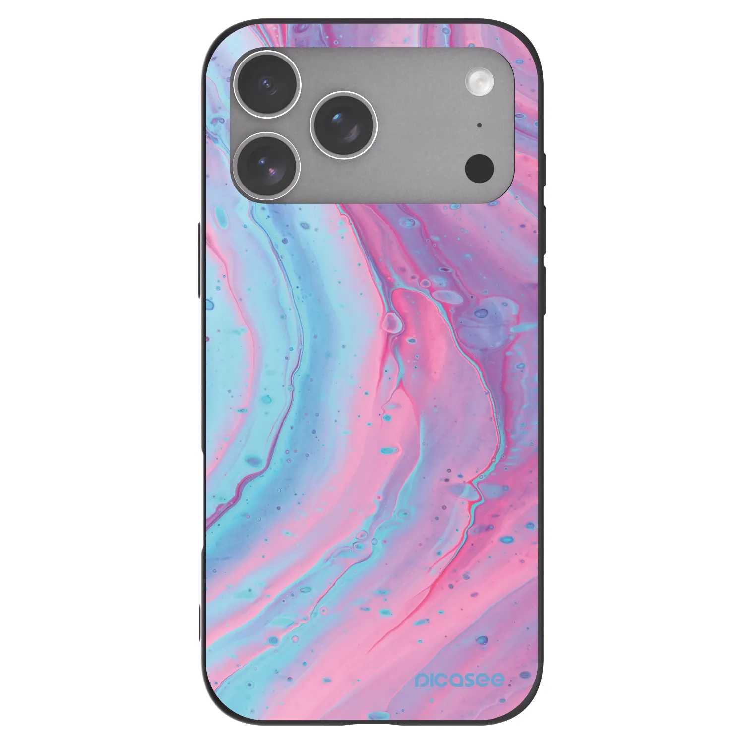 Picasee Μαύρη θήκη σιλικόνης για Apple iPhone 18 Pro Max - Pink liquid