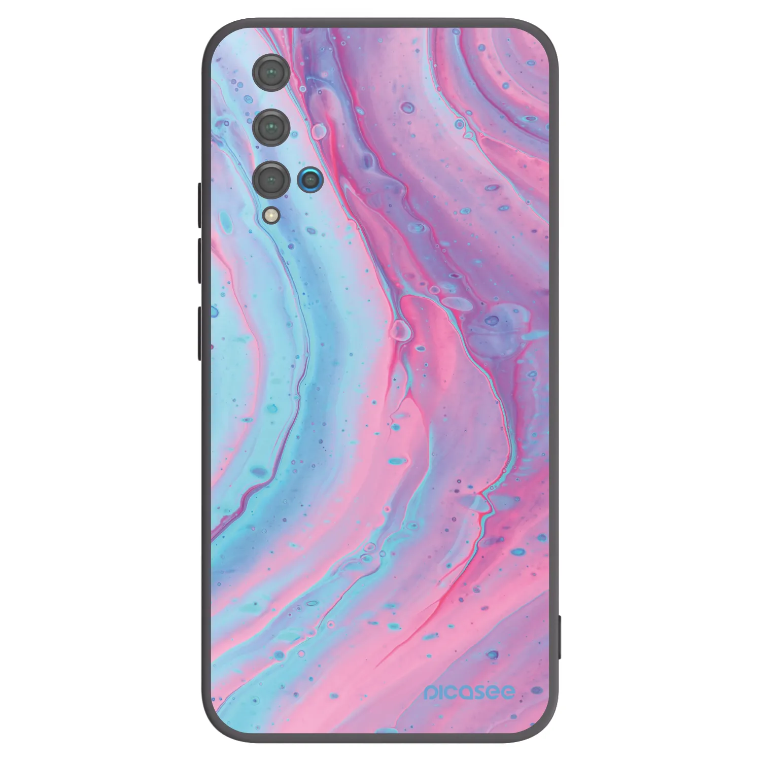 Picasee Μαύρη θήκη σιλικόνης για Huawei Nova 5T - Pink liquid