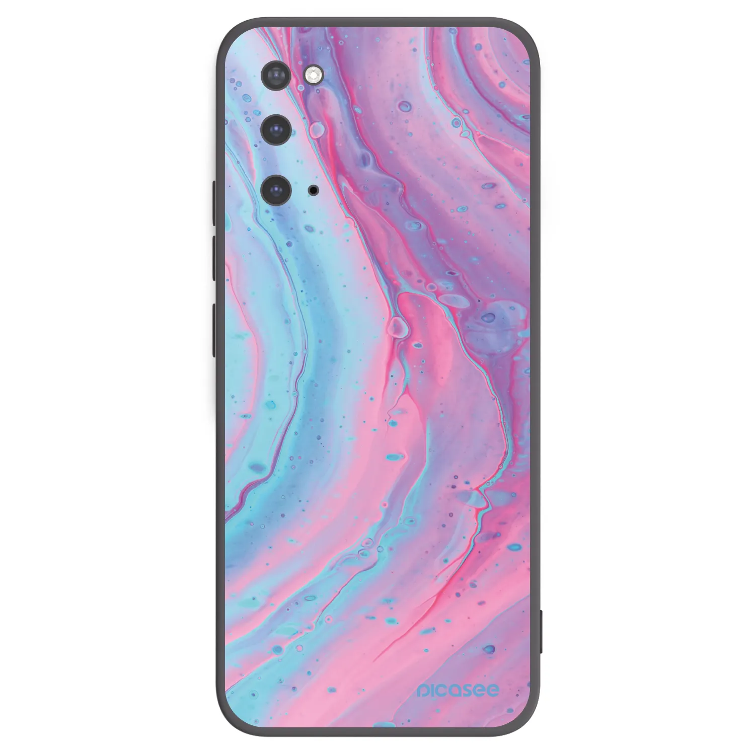 Picasee Μαύρη θήκη σιλικόνης για Samsung Galaxy S20 G980F - Pink liquid