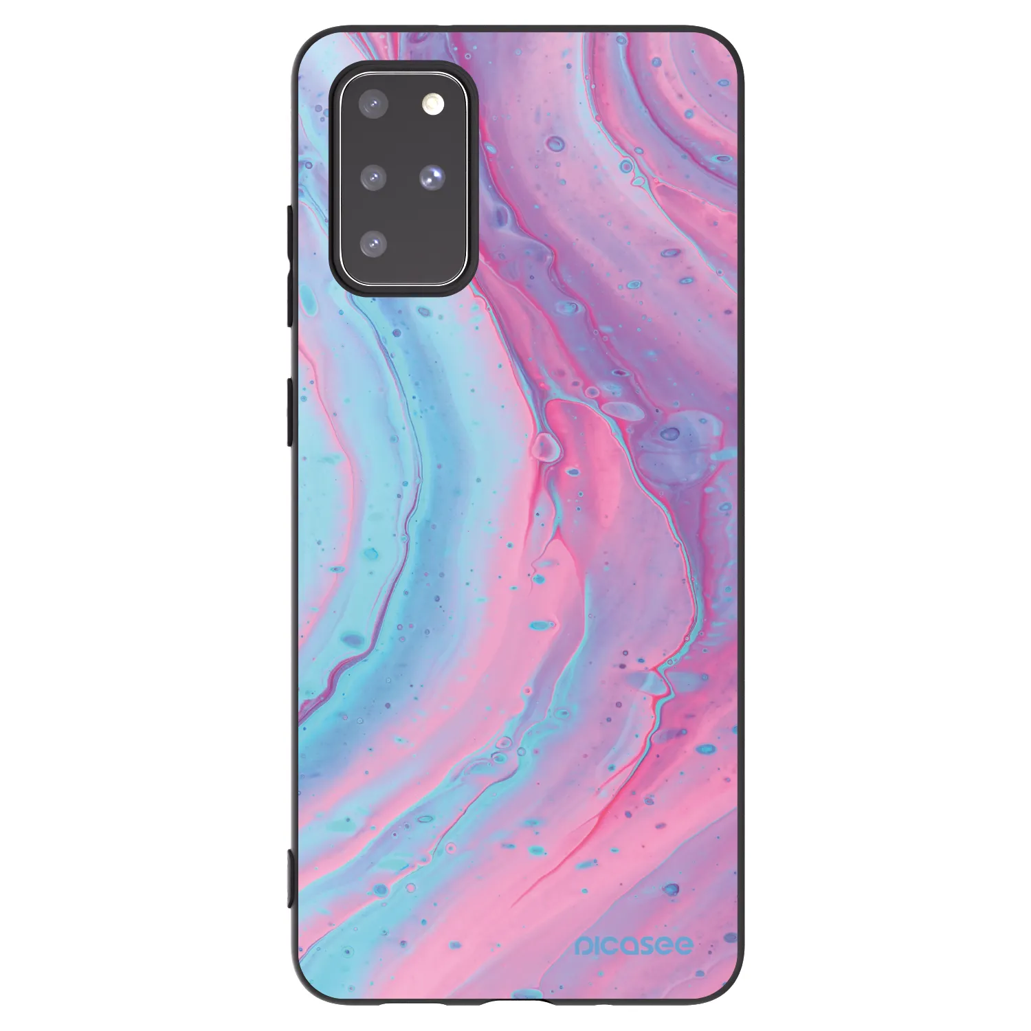 Picasee Μαύρη θήκη σιλικόνης για Samsung Galaxy S20+ G985F - Pink liquid