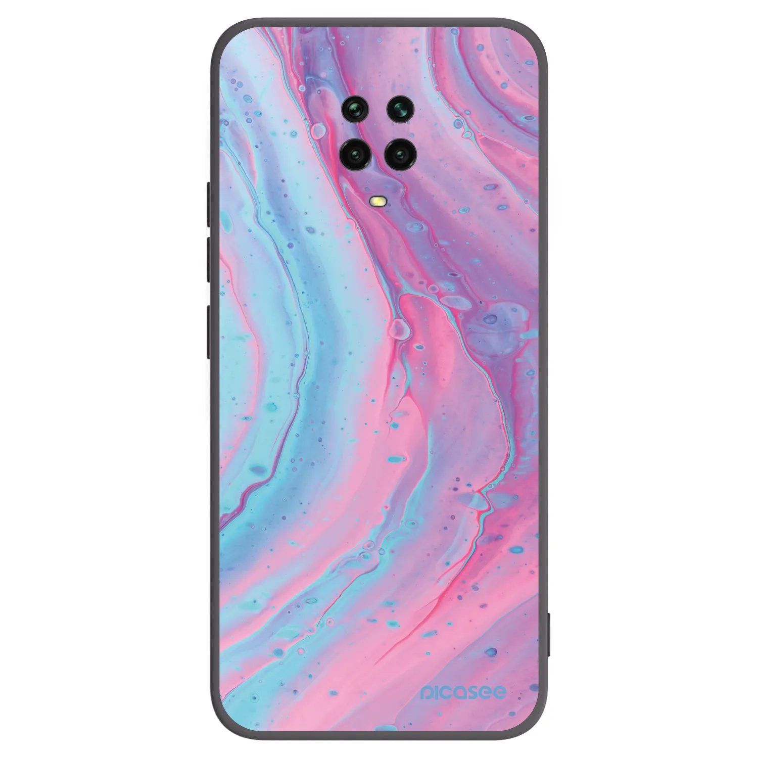 Picasee Μαύρη θήκη σιλικόνης για Xiaomi Redmi Note 9 Pro - Pink liquid