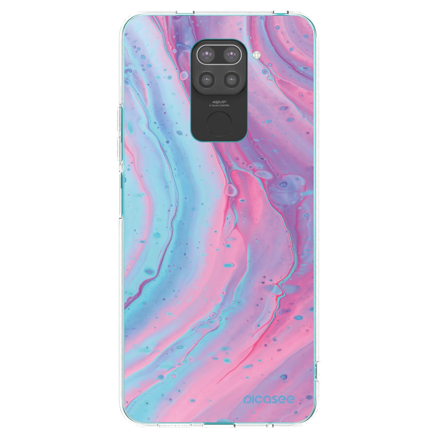 Picasee Μαύρη θήκη σιλικόνης για Xiaomi Redmi Note 9 - Pink liquid