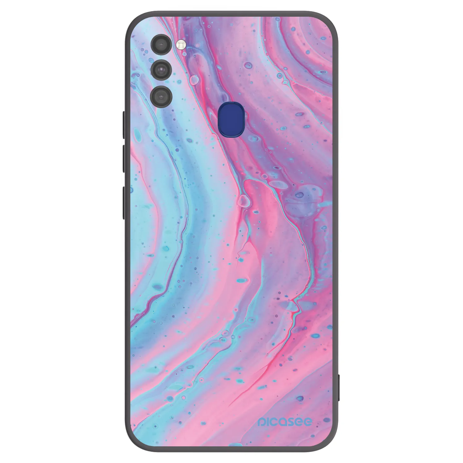 Picasee Μαύρη θήκη σιλικόνης για Samsung Galaxy M21 M215F - Pink liquid