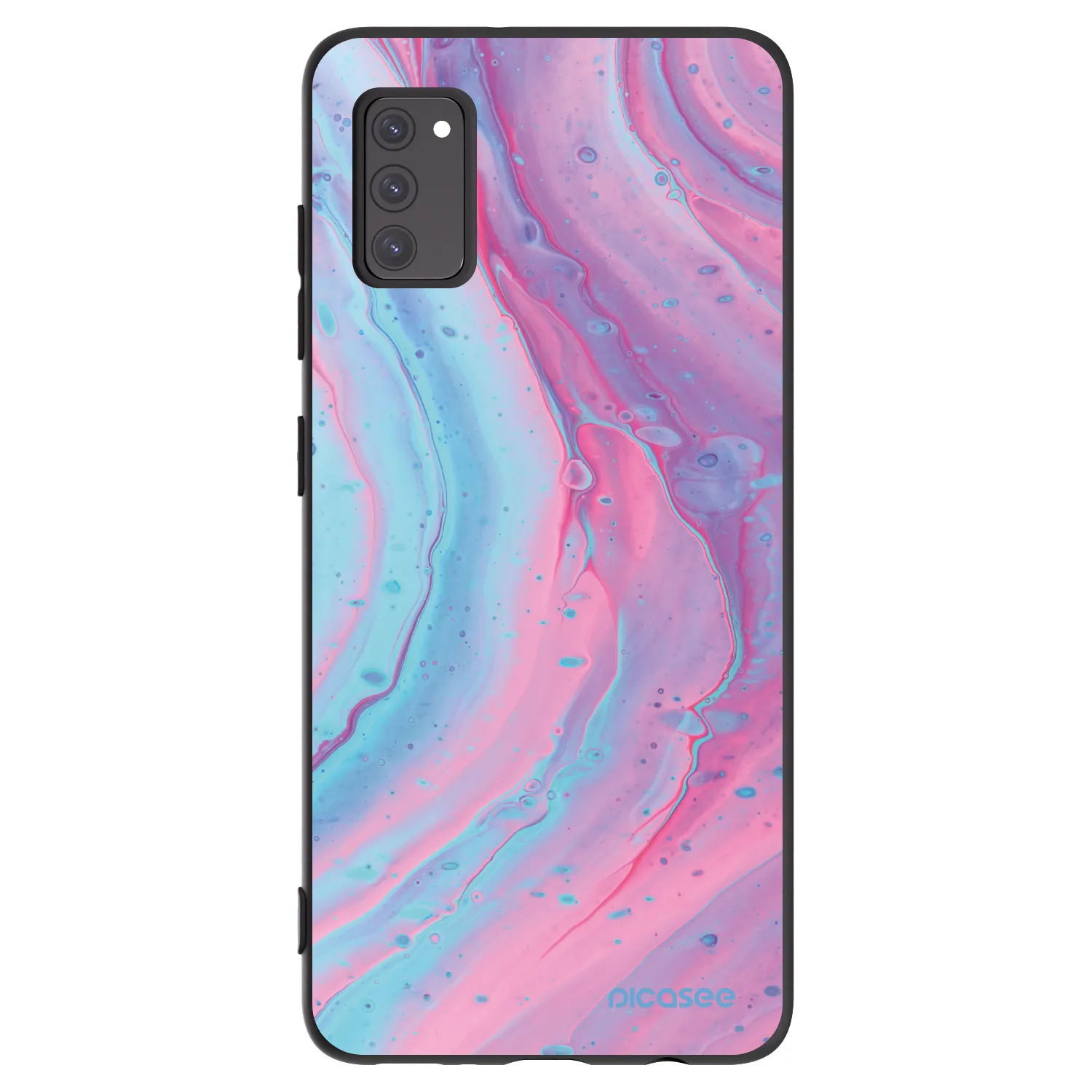 Picasee Μαύρη θήκη σιλικόνης για Samsung Galaxy A41 A415F - Pink liquid