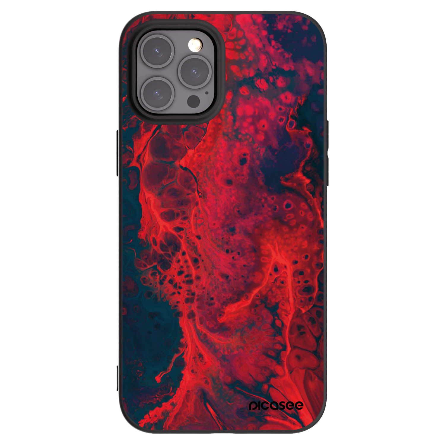 Picasee Μαύρη θήκη σιλικόνης για Apple iPhone 12 Pro Max - Organic red